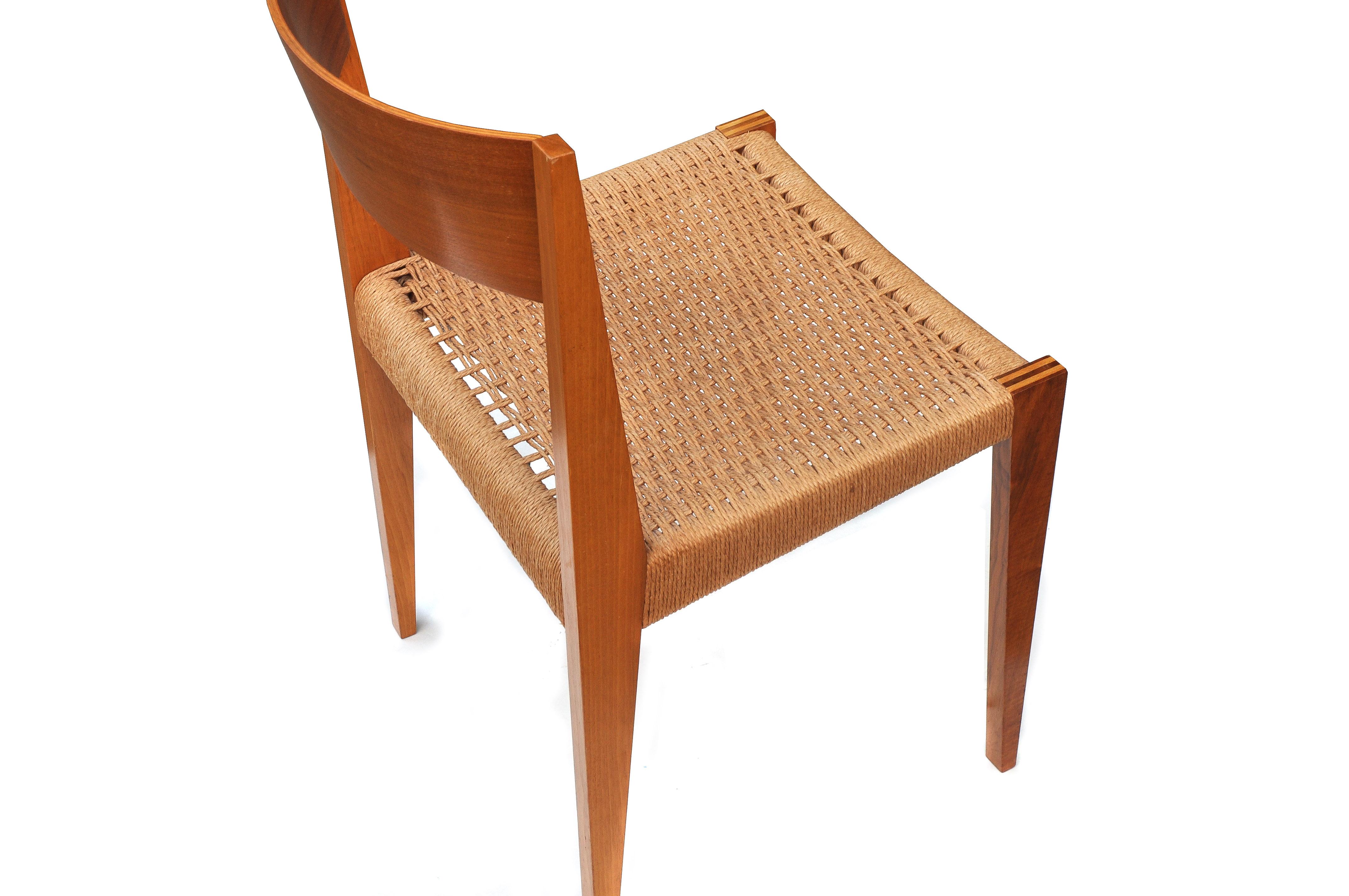 Set of 4 PIA Chairs from Poul Cadovius for Girsberger, Raffia, Walnut, 1960s For Sale 3