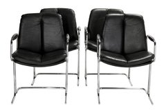 Set of 4 Pieff 'Eleganza' Chrome and Leather Chairs by Tim Bates for Pieff & Co.