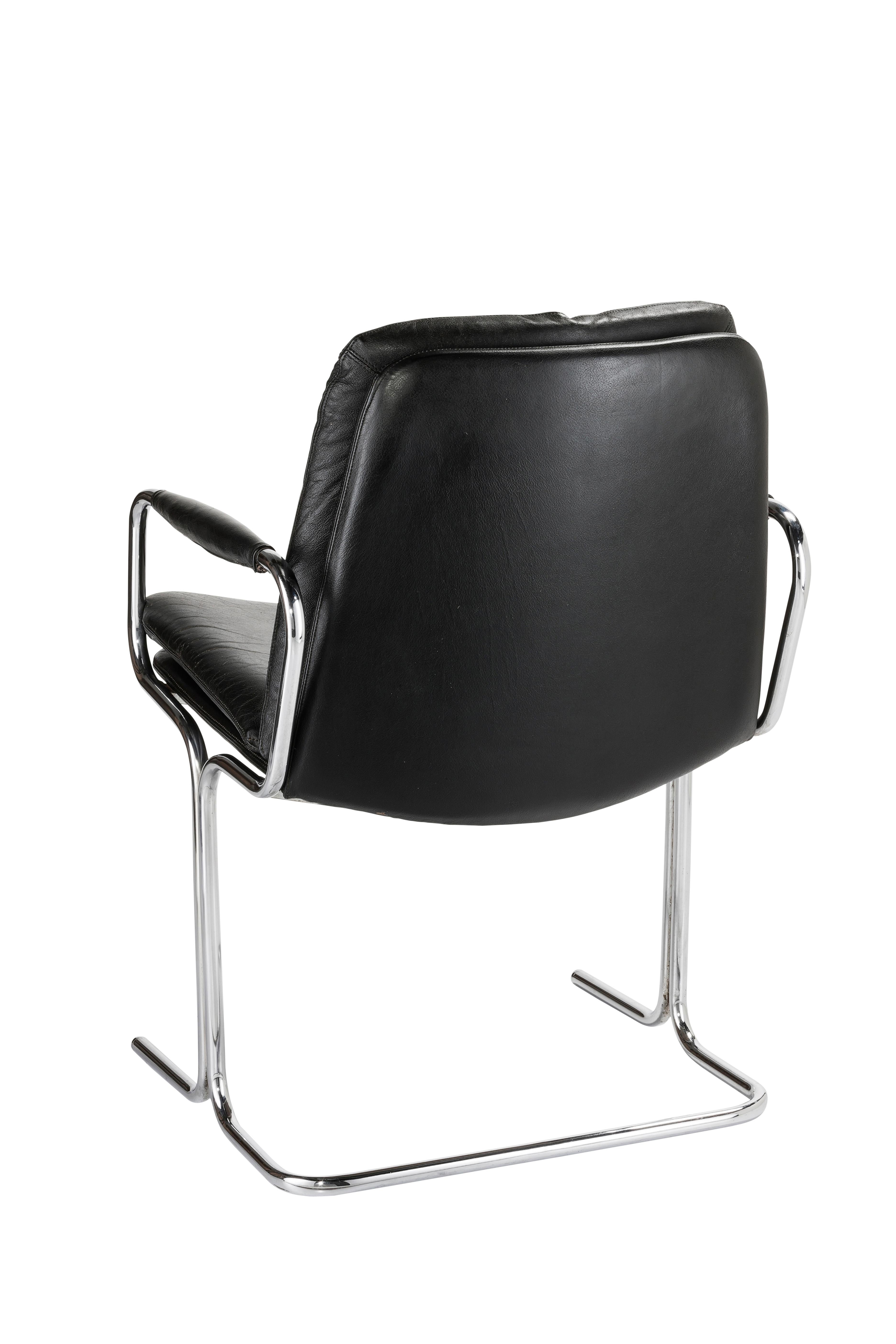 Modern Set of 4 Pieff 'Eleganza' Chrome and Leather Chairs by Tim Bates for Pieff & Co. For Sale