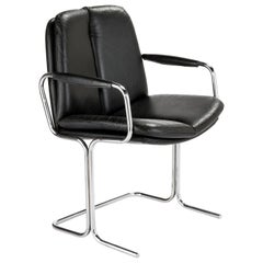 Set of 4 Pieff 'Eleganza' Chrome and Leather Chairs by Tim Bates for Pieff & Co.