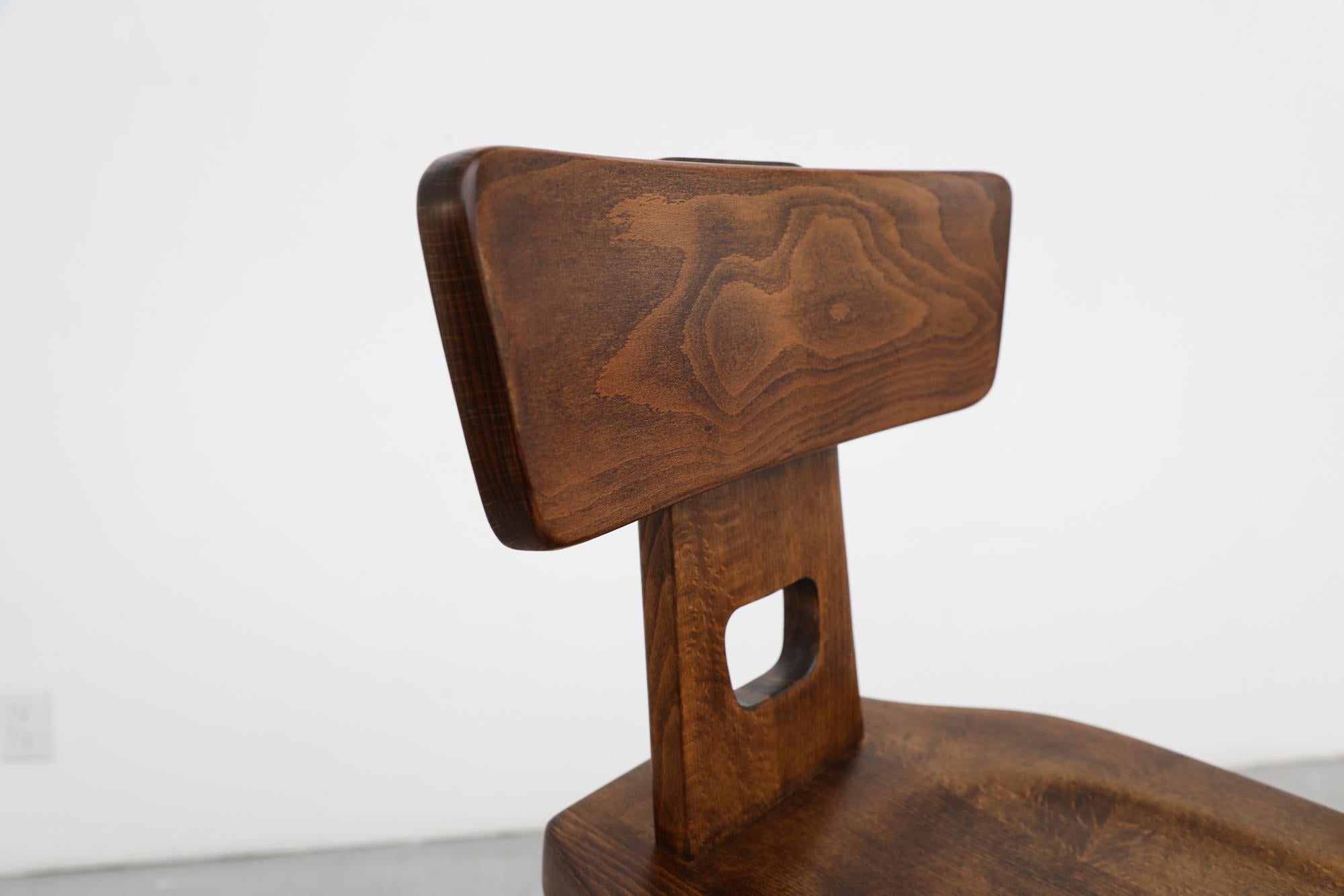 Set of 4 Pierre Chapo Inspired Bar Stools with Small Handle Cut-Out 6