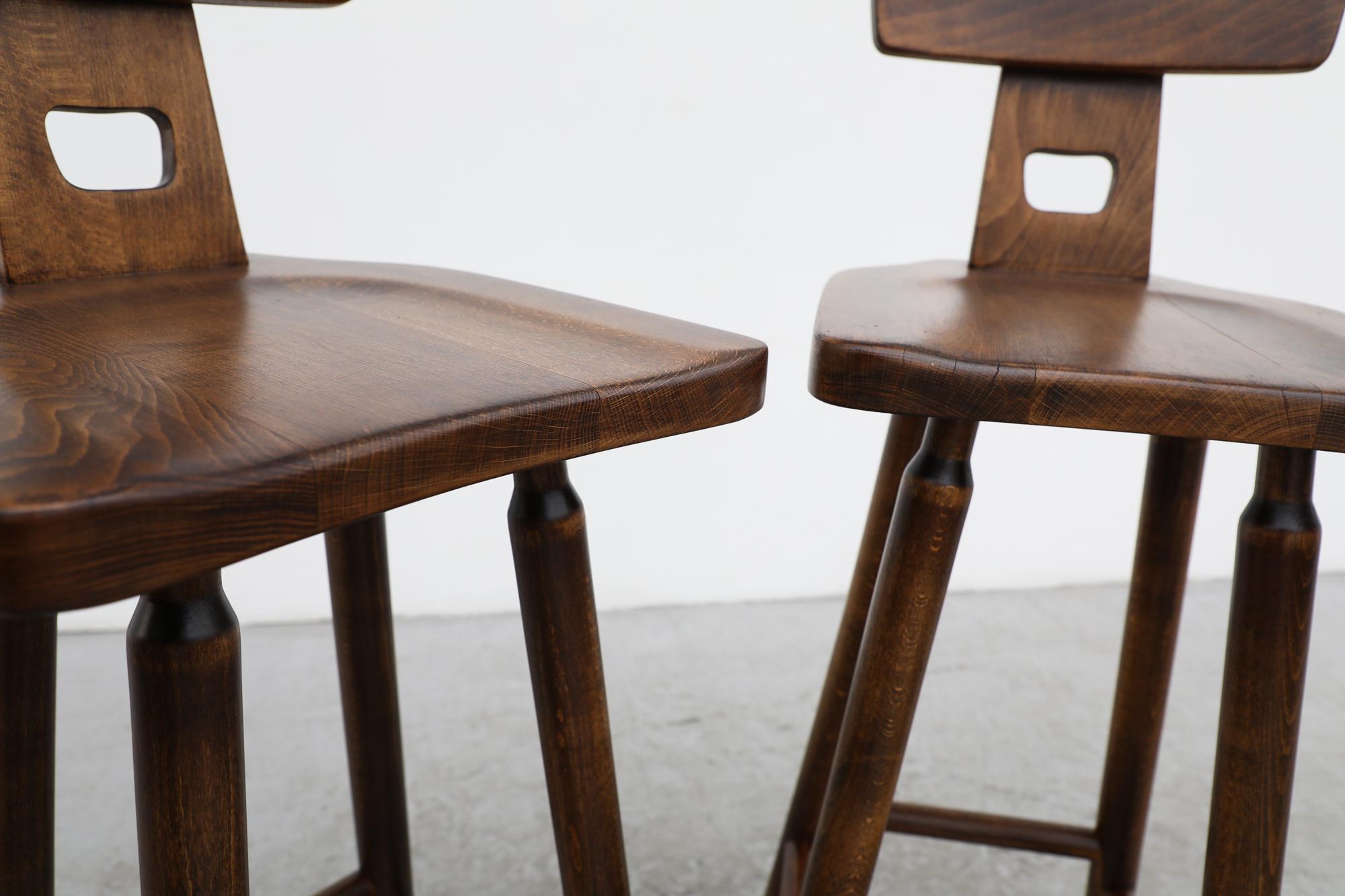 Set of 4 Pierre Chapo Inspired Bar Stools with Small Handle Cut-Out 8