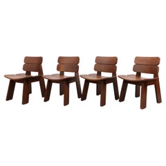 Set of 4 Pierre Chapo Inspired Brutalist Heavy Chairs