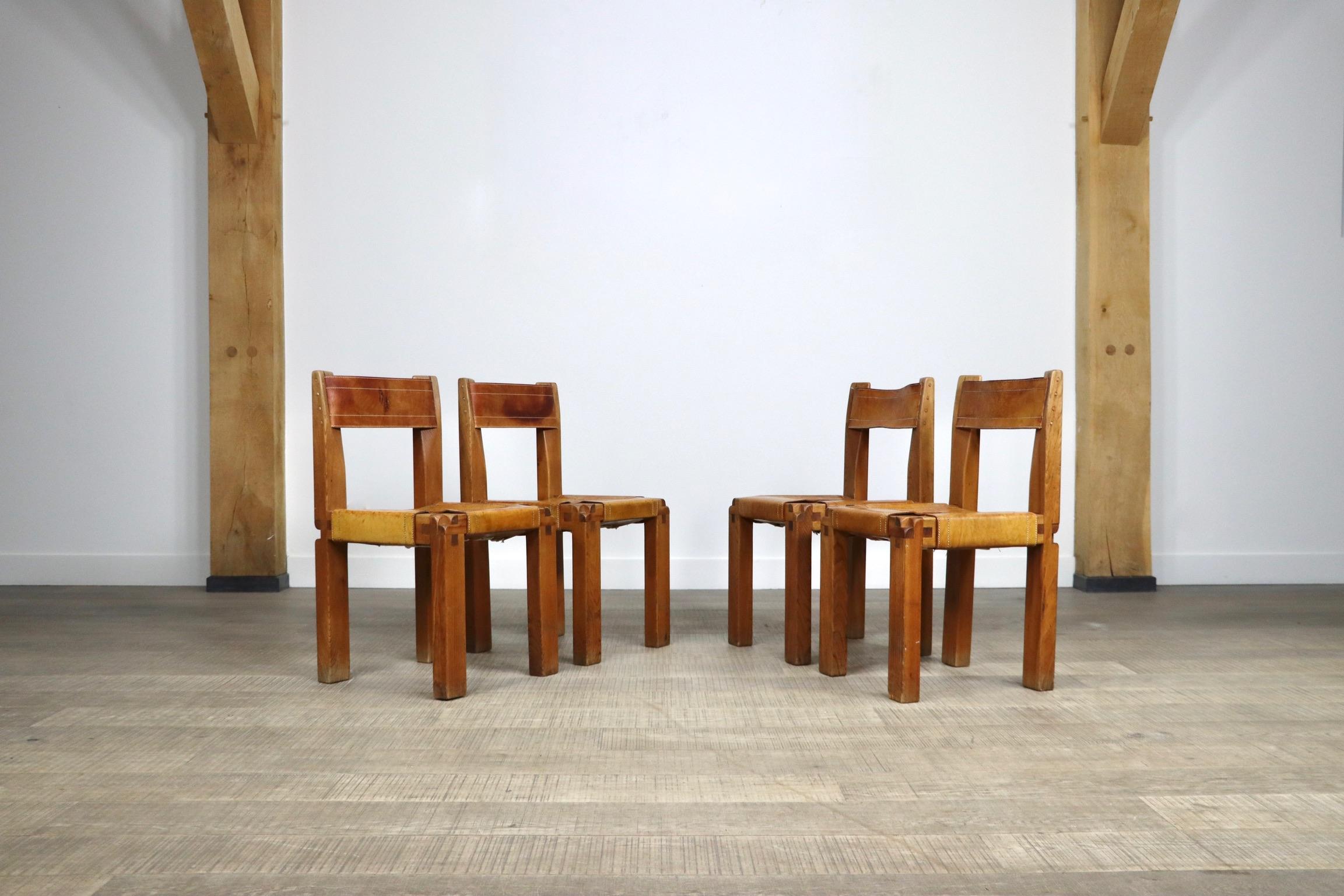 Set of 4 Pierre Chapo S11 Dining Chairs, France, 1960s 8