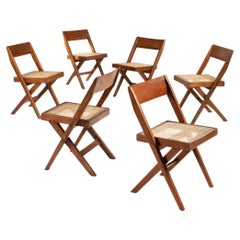 Ensemble de 4 chaises de bibliothèque Pierre Jeanneret