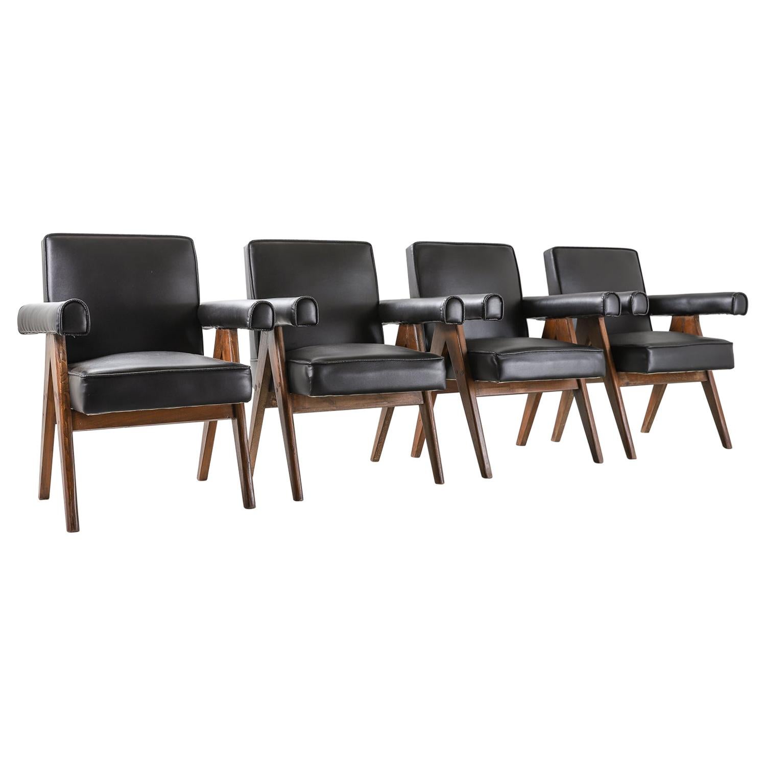 Set Of 4 Pierre Jeanneret ‘Committee’ Chairs, model No. PJ-SI-30-A For Sale