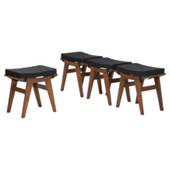 Set of 4 Pierre Jeanneret Stools from Chandigarh Authentic Mid-Century Modern