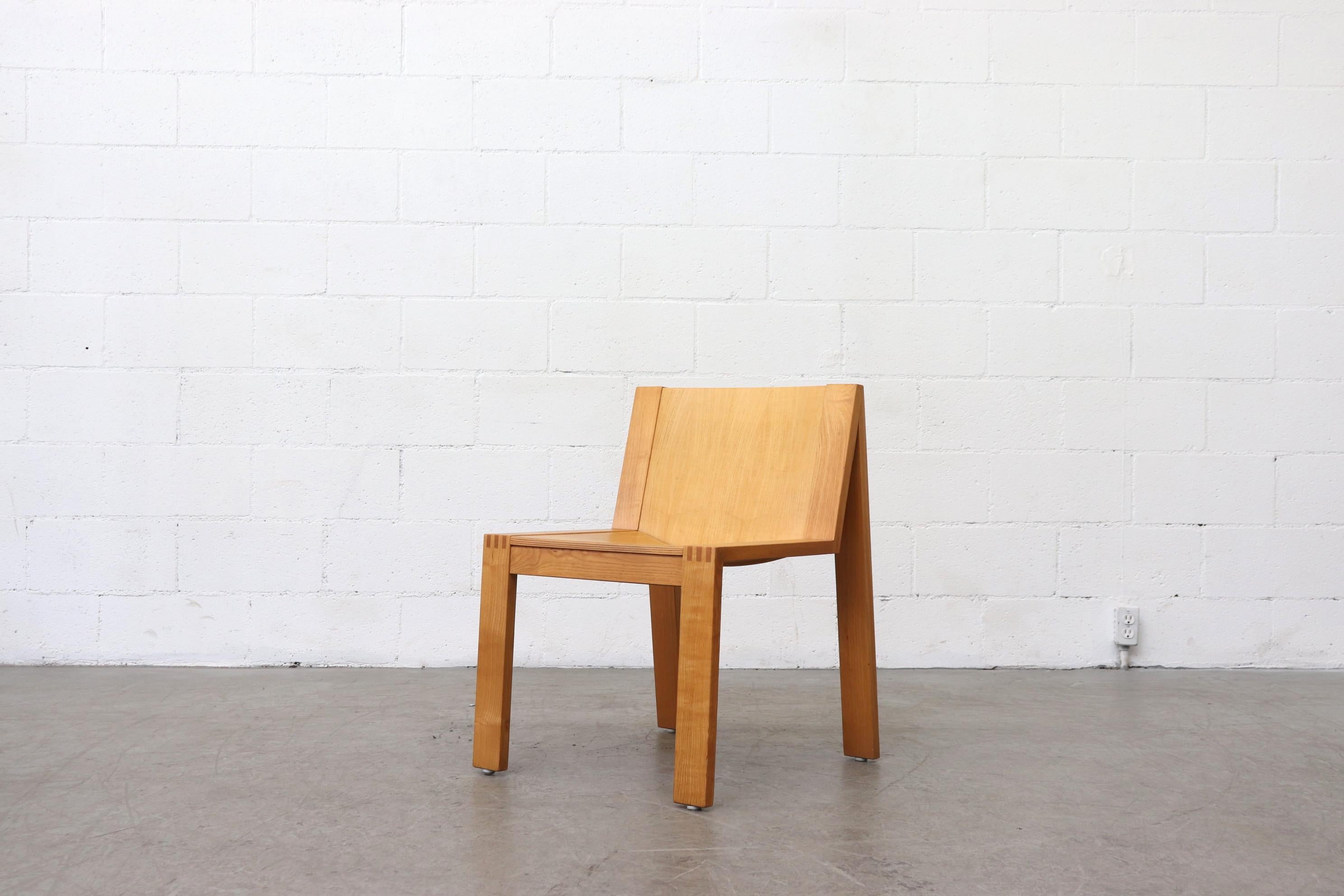 Mid-Century Modern Set of 4 Pierre Mazairak for Pastoe Pine Dining Chairs