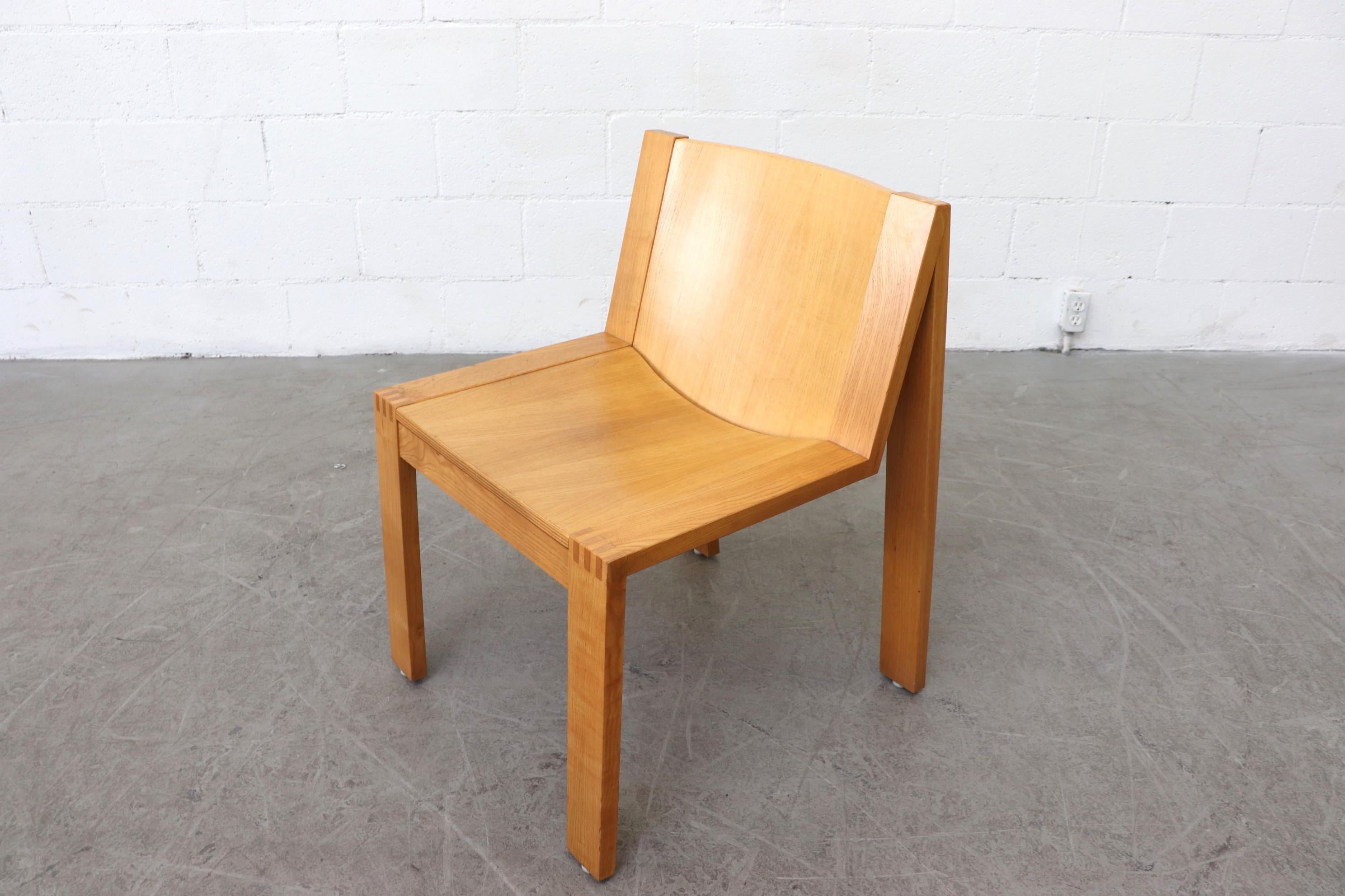 Set of 4 Pierre Mazairak for Pastoe Pine Dining Chairs 1