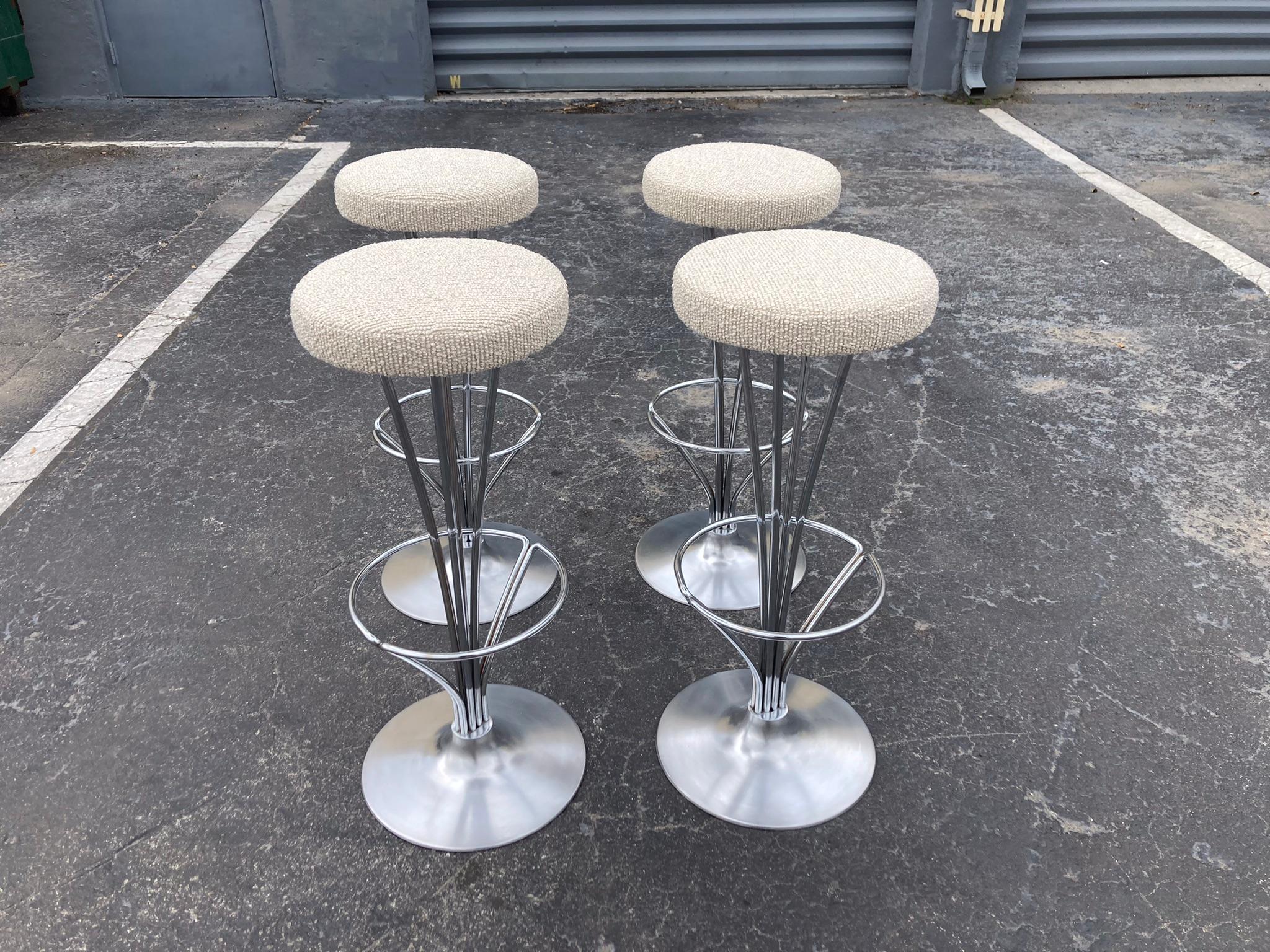 Aluminum Set of 4 Piet Hein Bar Stools for Fritz Hansen, Denmark