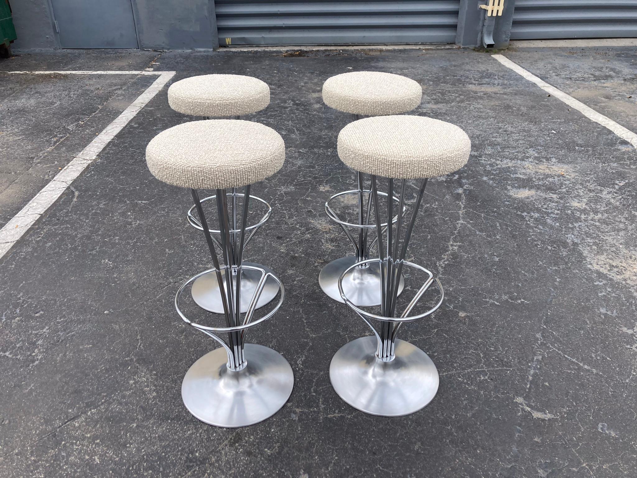 Aluminum Set of 4 Piet Hein Bar Stools for Fritz Hansen, Denmark  For Sale