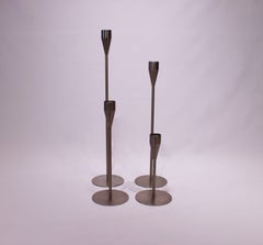 Set of Four Piet Hein Maxi Candlesticks, Saturn, Jupiter, Venus and Mars, Steel