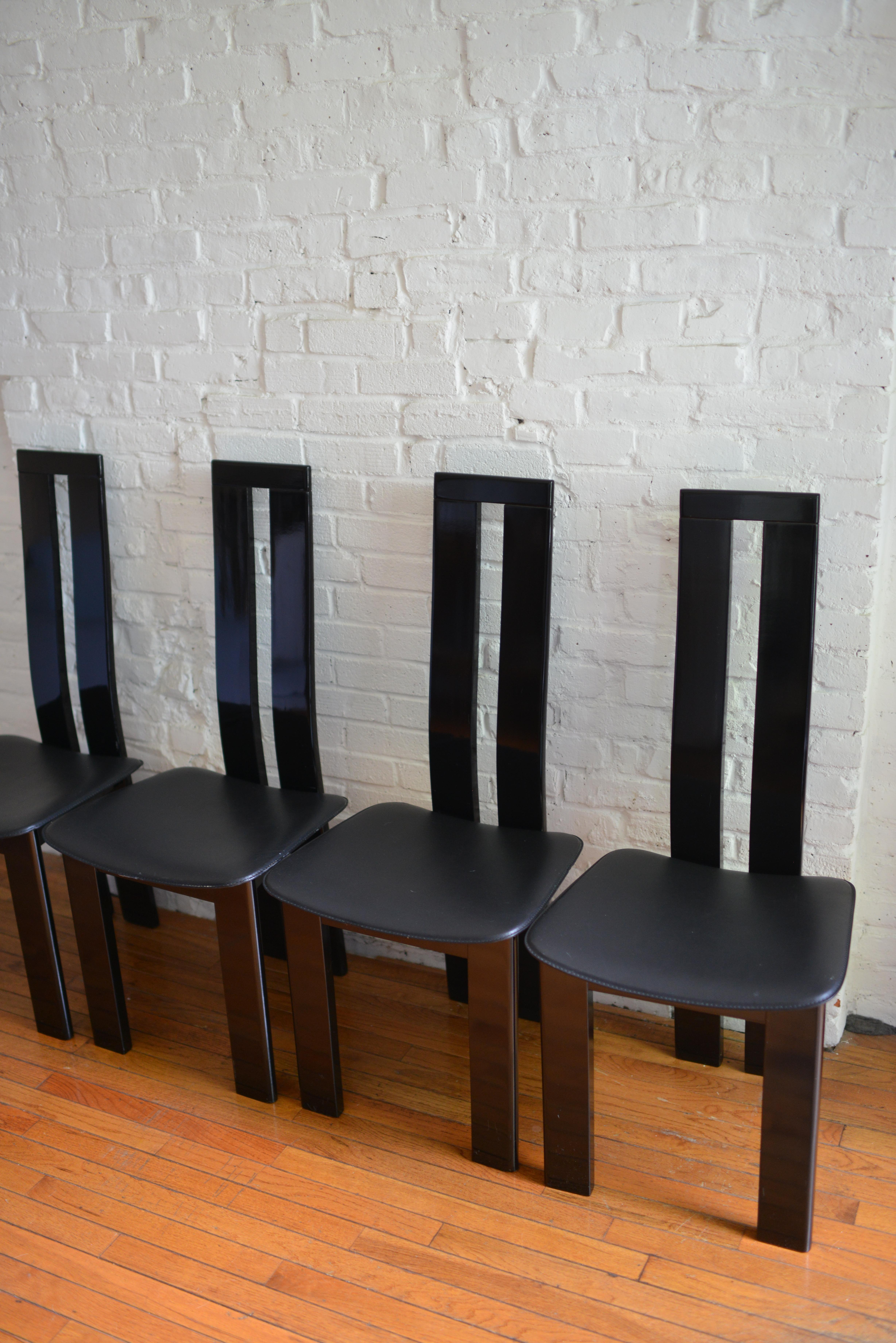 Lacquered Set of 4 Pietro Costantini Post Modern Dining Chairs, Made in Italy, 1970s For Sale