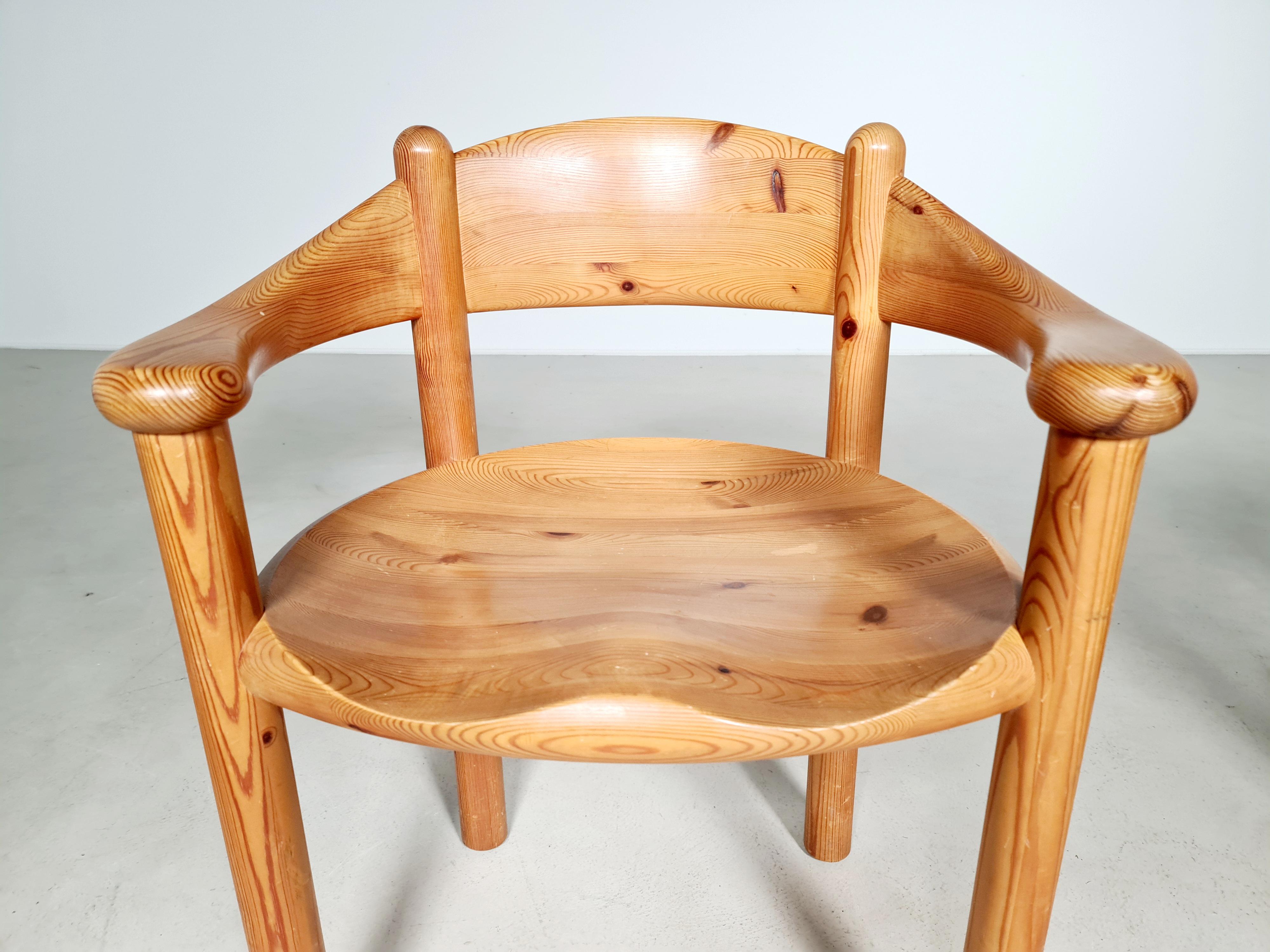 Set of 4 Pine Carver chairs by Rainer Daumiller 5