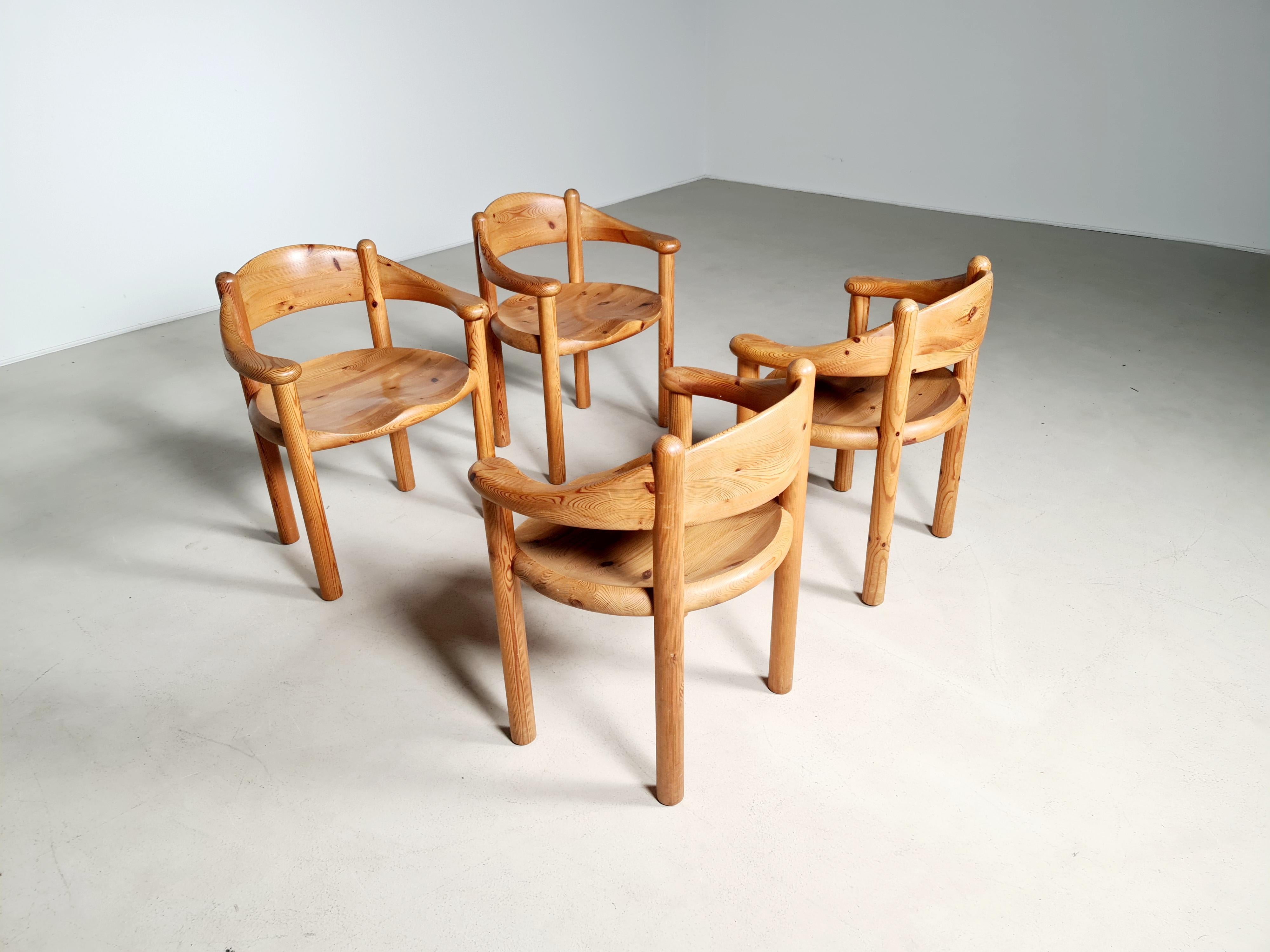 20th Century Set of 4 Pine Carver chairs by Rainer Daumiller
