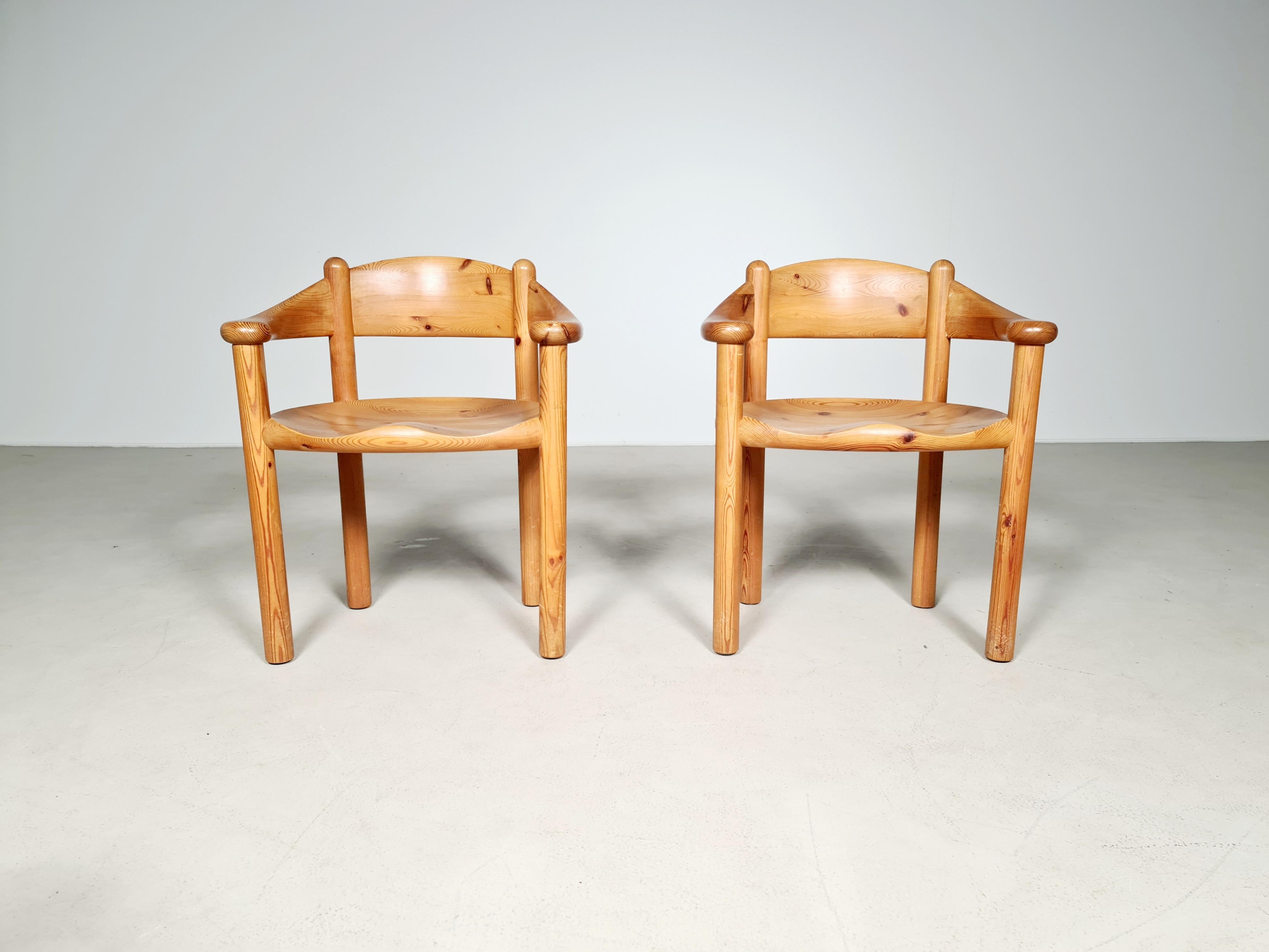 Set of 4 Pine Carver chairs by Rainer Daumiller 1