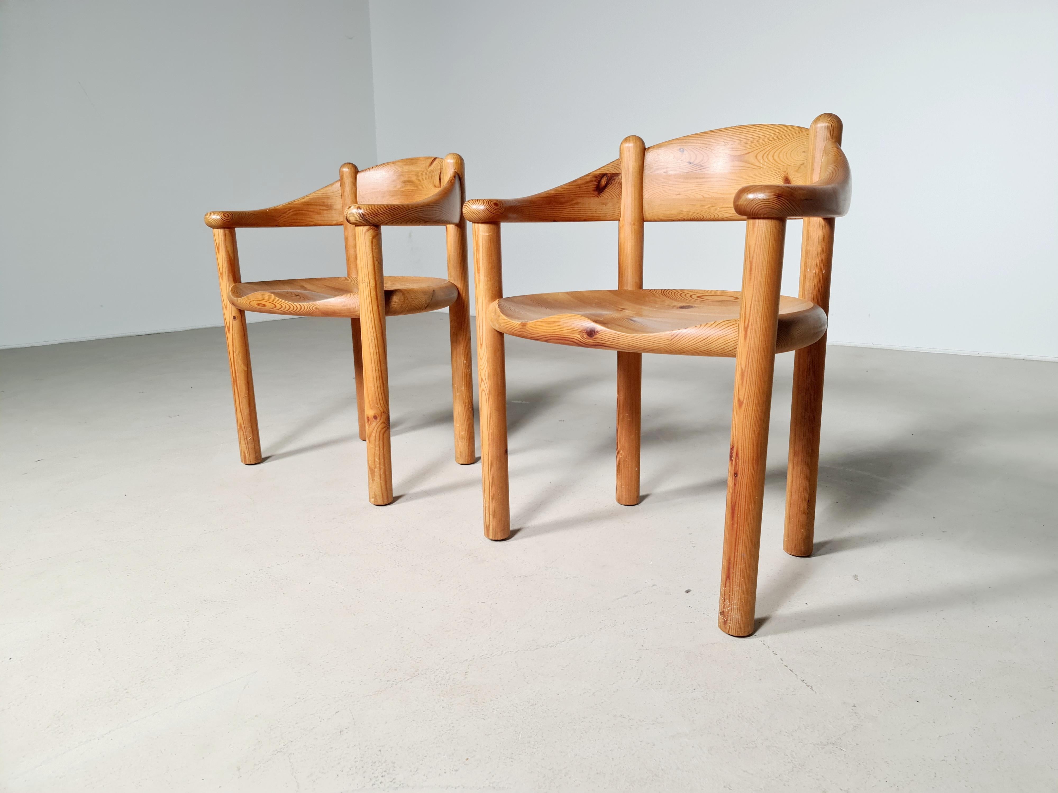 Set of 4 Pine Carver chairs by Rainer Daumiller 2