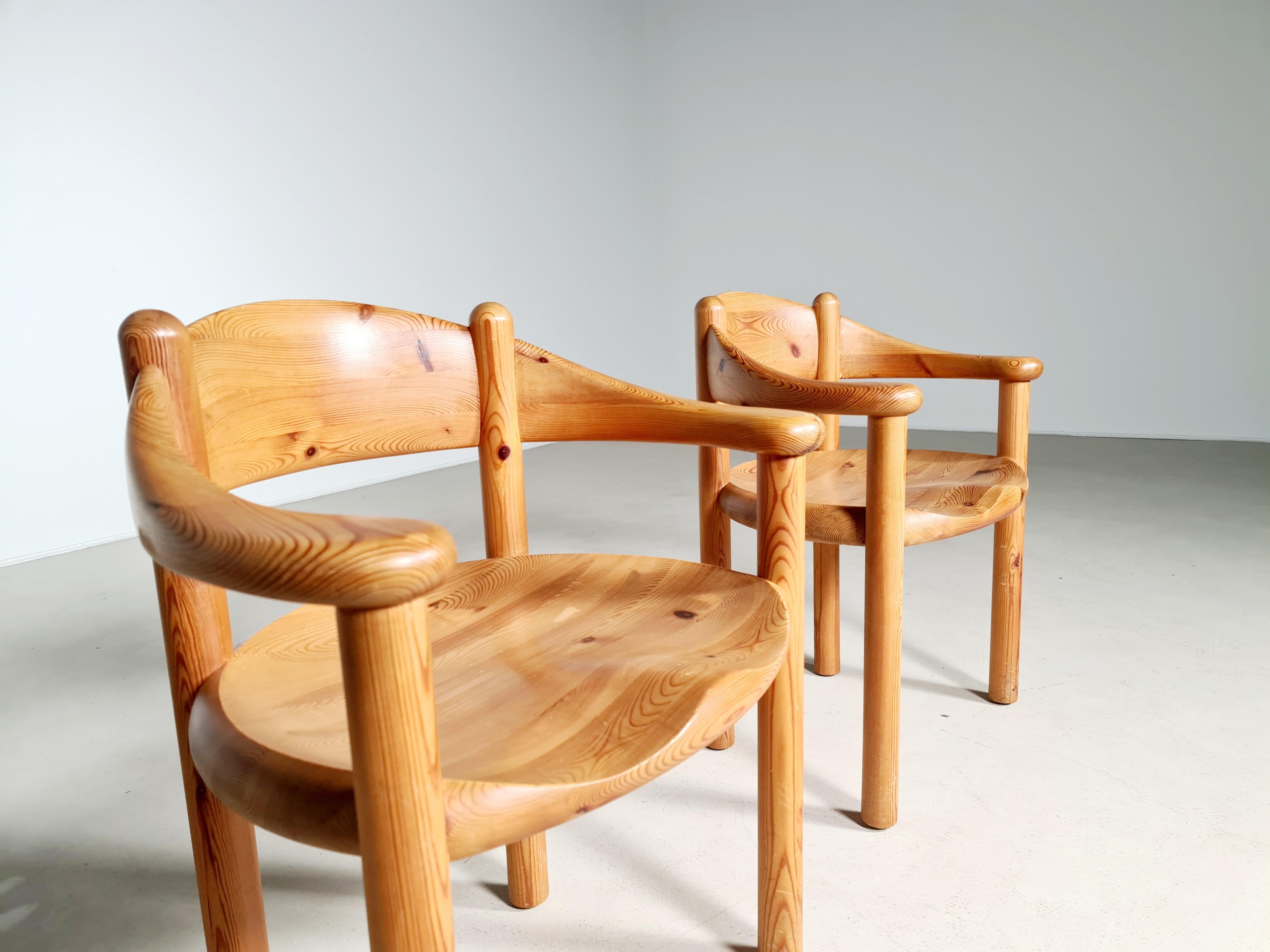 Set of 4 Pine Carver chairs by Rainer Daumiller 3