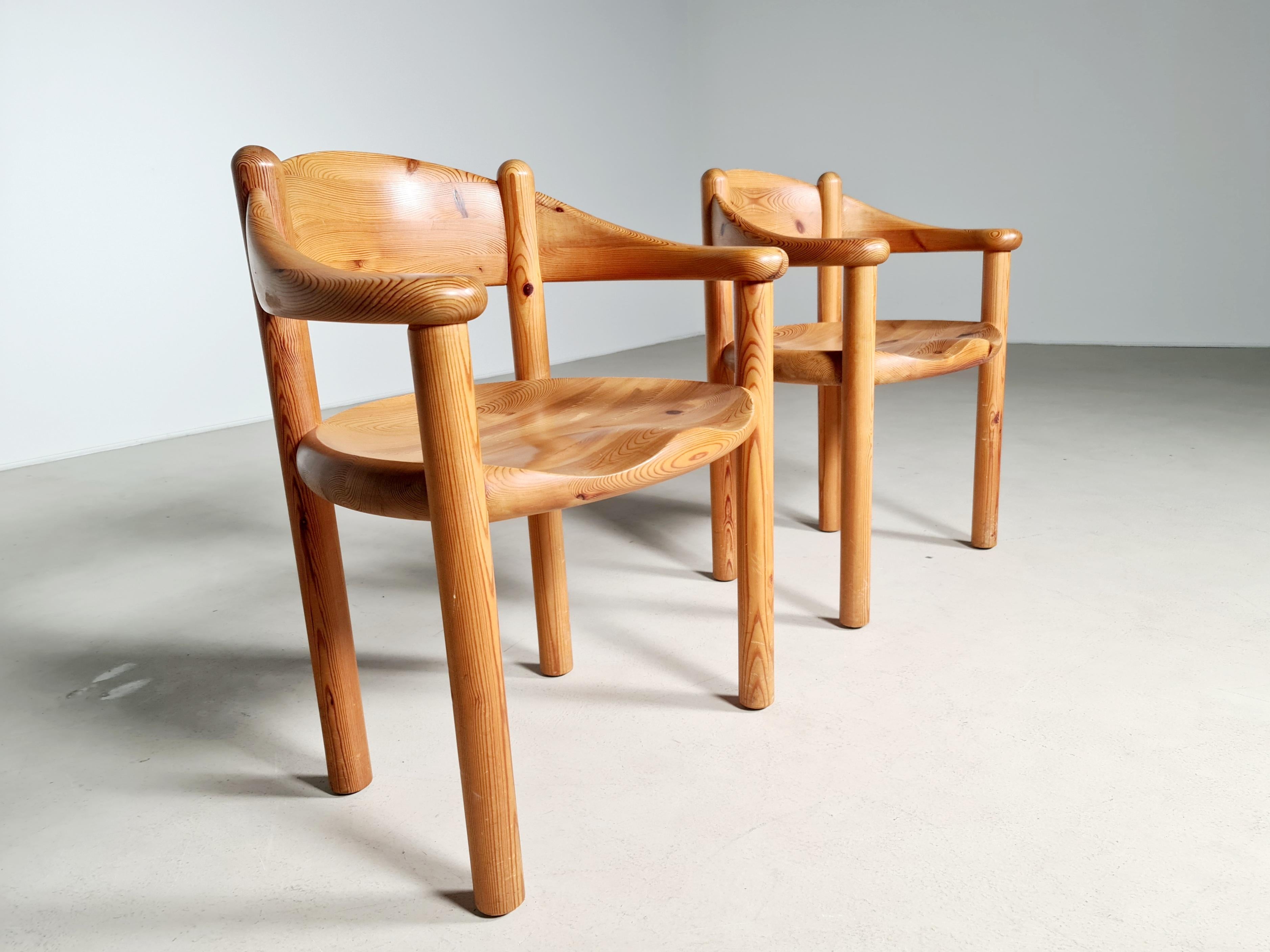 Set of 4 Pine Carver chairs by Rainer Daumiller 4