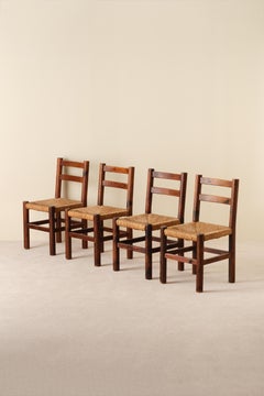 Set of 4 pine chairs, 1960s