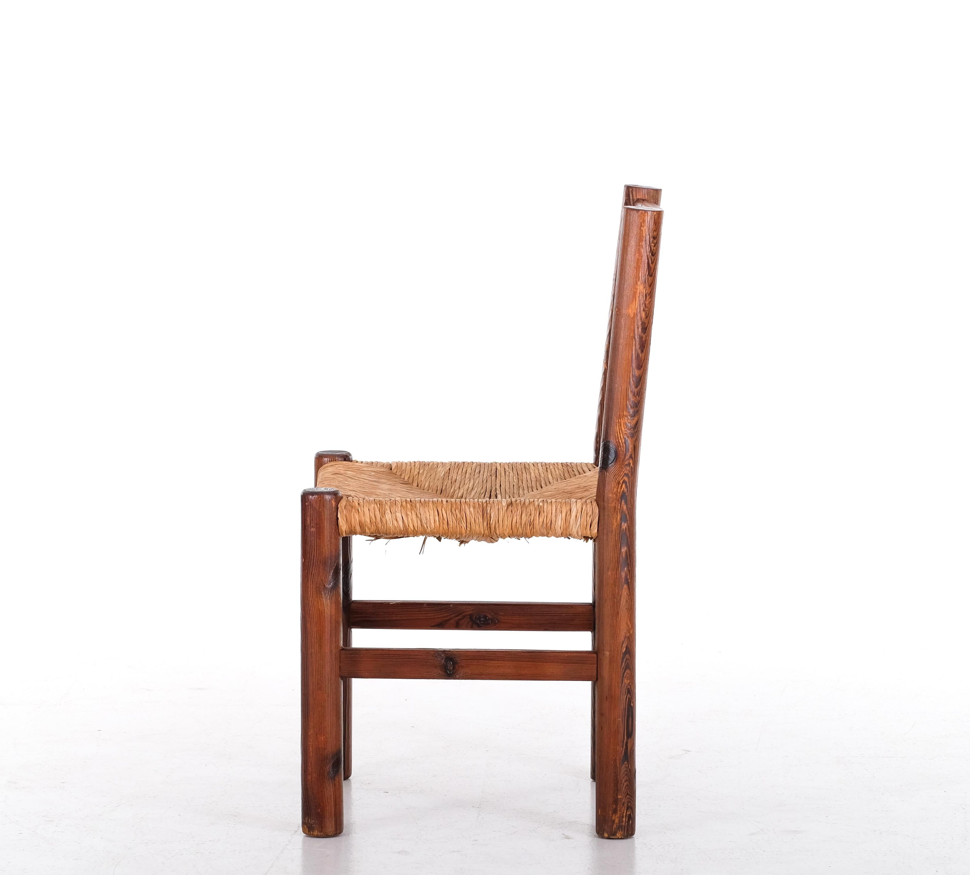 Pine Set of 4 pine chairs, 1960s For Sale
