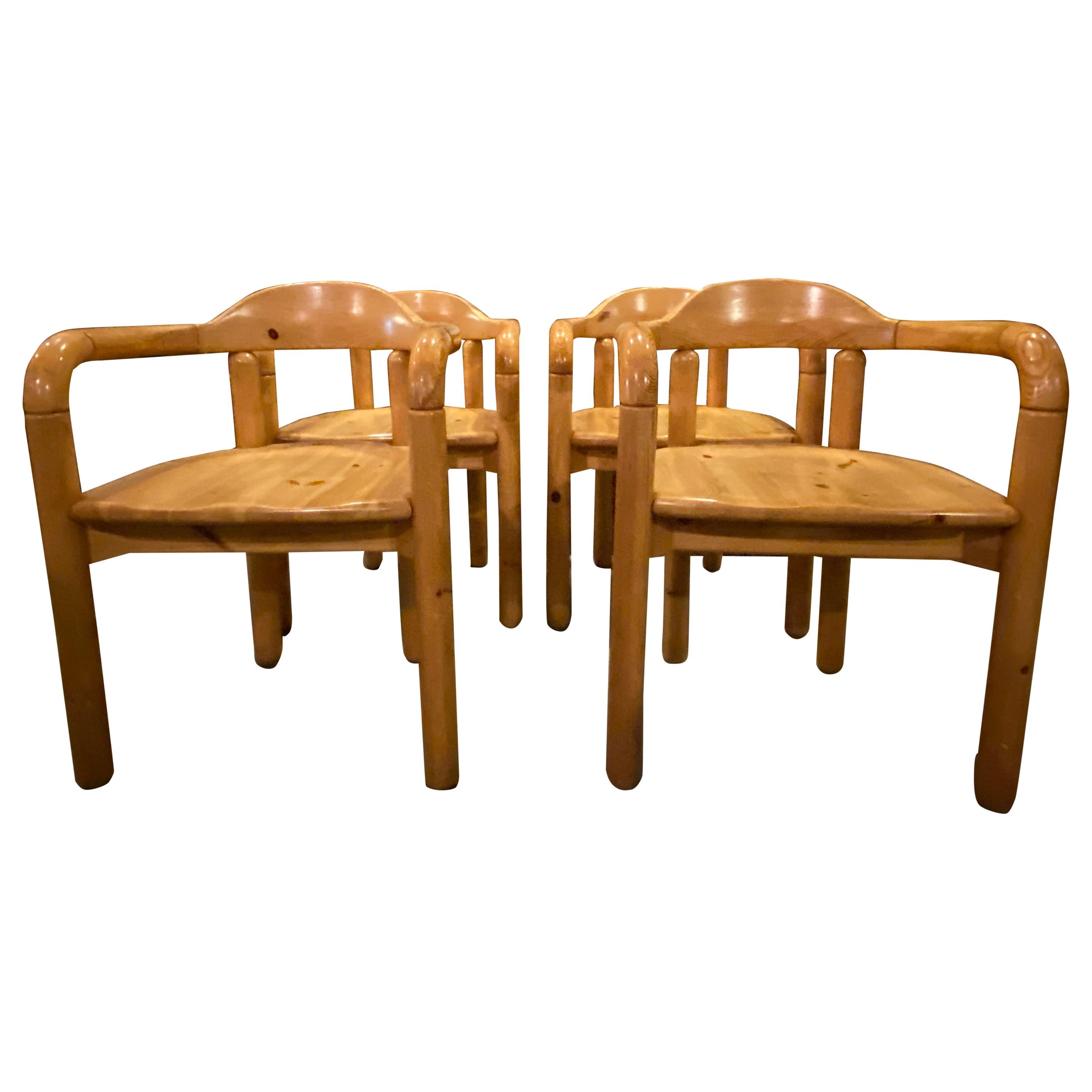 Set of 4 Pine Dining Chairs by Rainer Daumiller