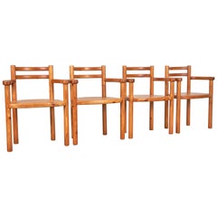 Set of 4 Pine Dining Chairs with Arms