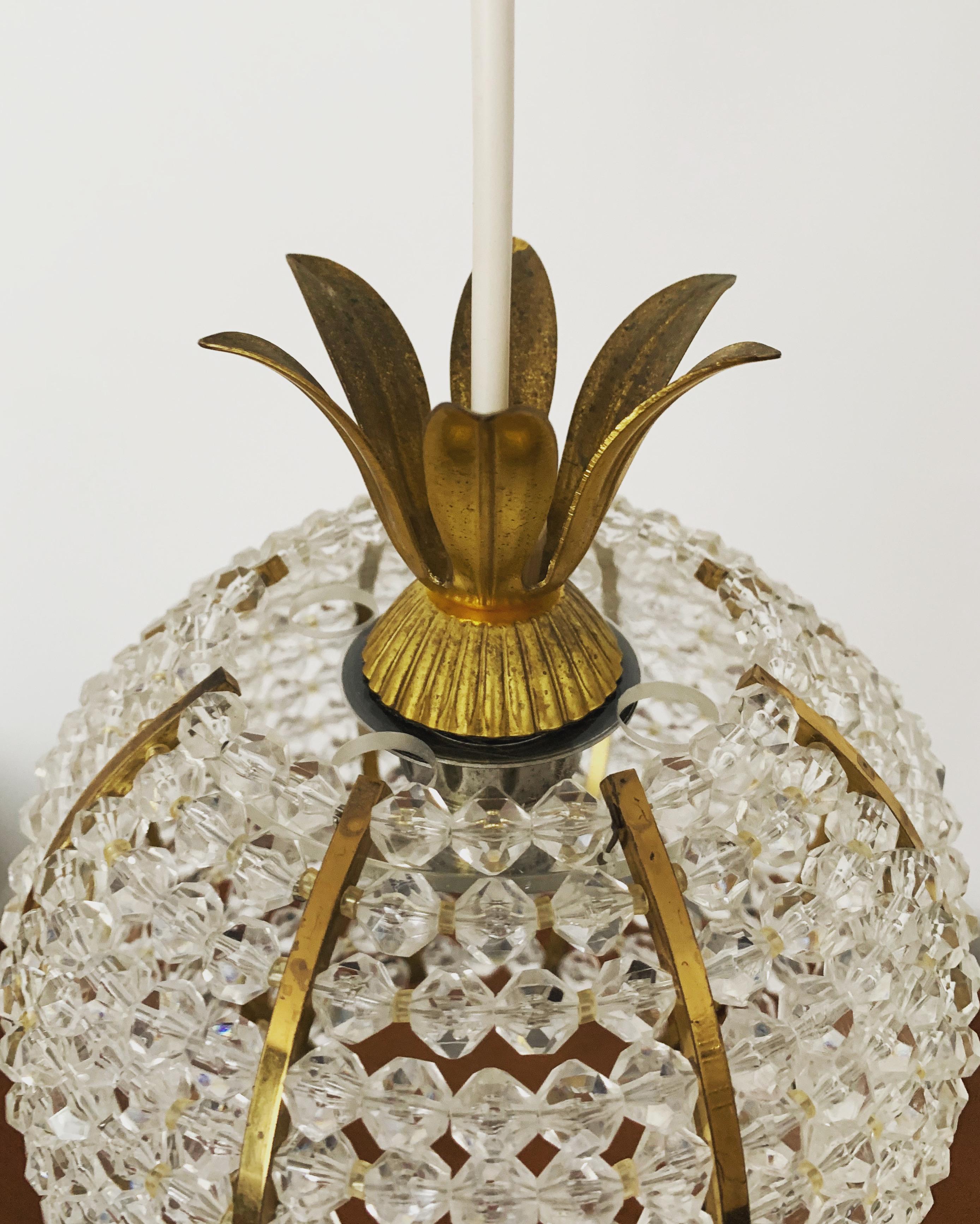 Ottone Set di 4 lampade a sospensione a forma di ananas in vendita