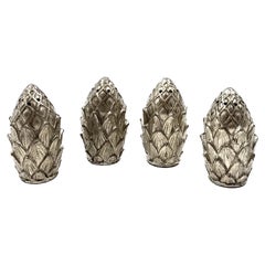 Set of 4 pinecone-shaped salt shakers, Italy 1970s Set of 4 pinecone-shaped salt shakers, Italy 1970s