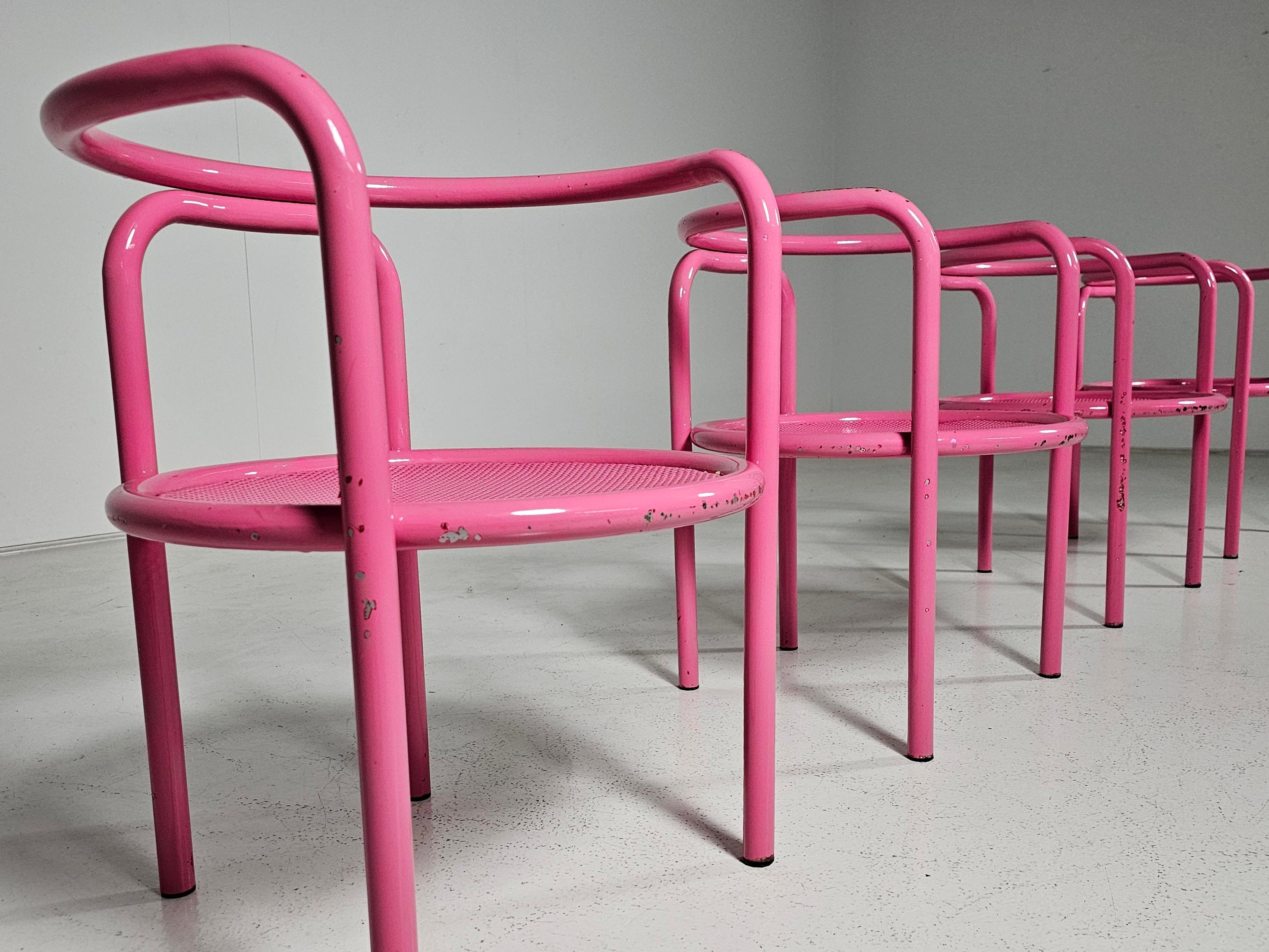 Set di 4 sedie Locus Solus rosa di Gae Aulenti per Poltronova, anni '60 in vendita 5