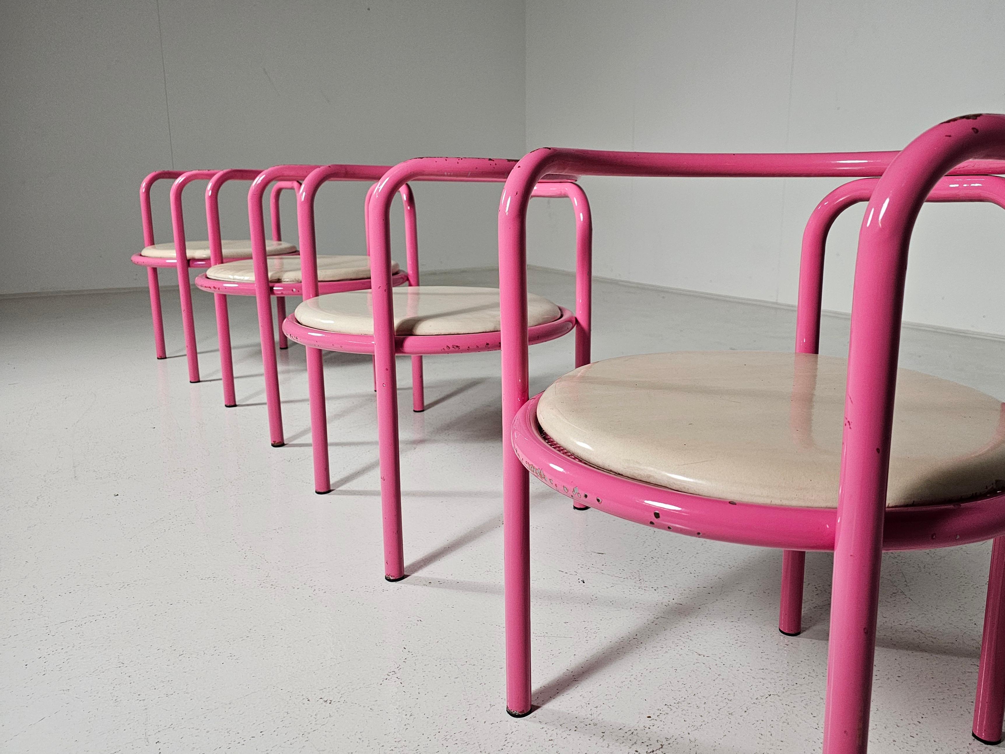 Set di 4 sedie Locus Solus rosa di Gae Aulenti per Poltronova, anni '60 in vendita 2