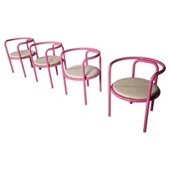 Set of 4 pink Locus Solus chairs by Gae Aulenti for Poltronova, 1960s