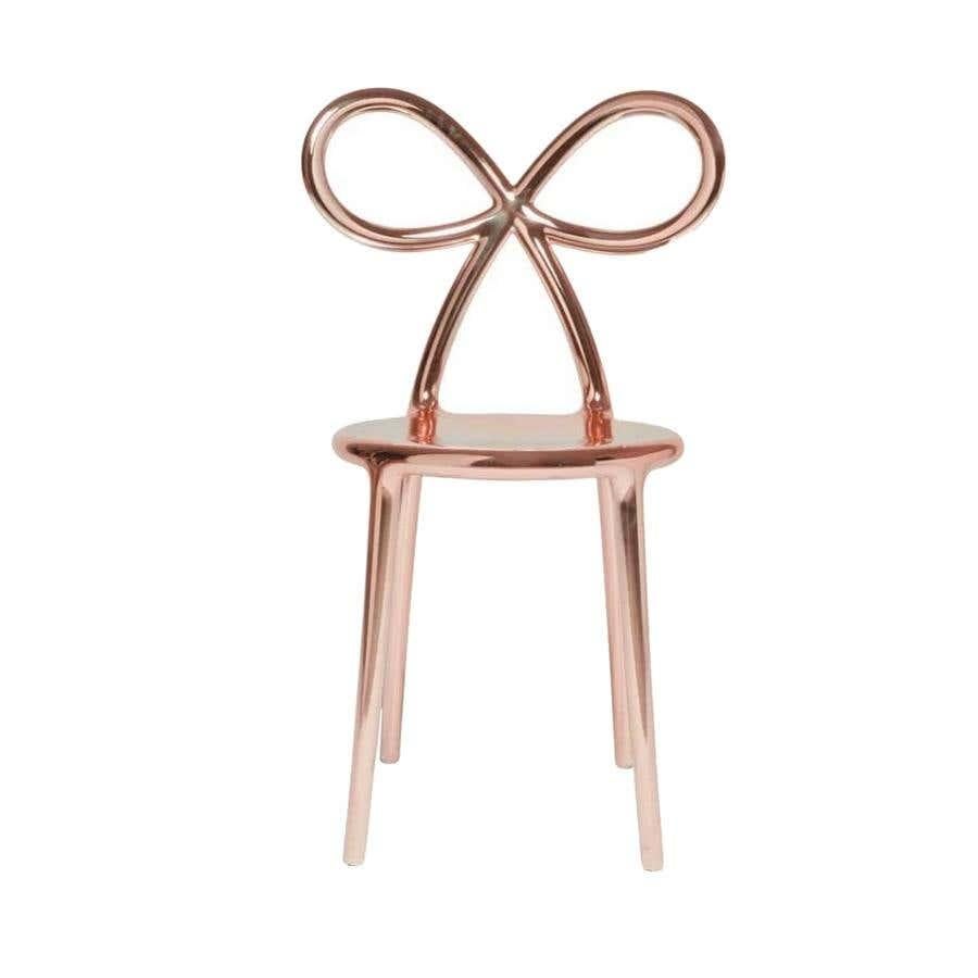 Italian In Stock in Los Angeles, Set of 4 Pink Metallic Ribbon Chairs by Nika Zupanc