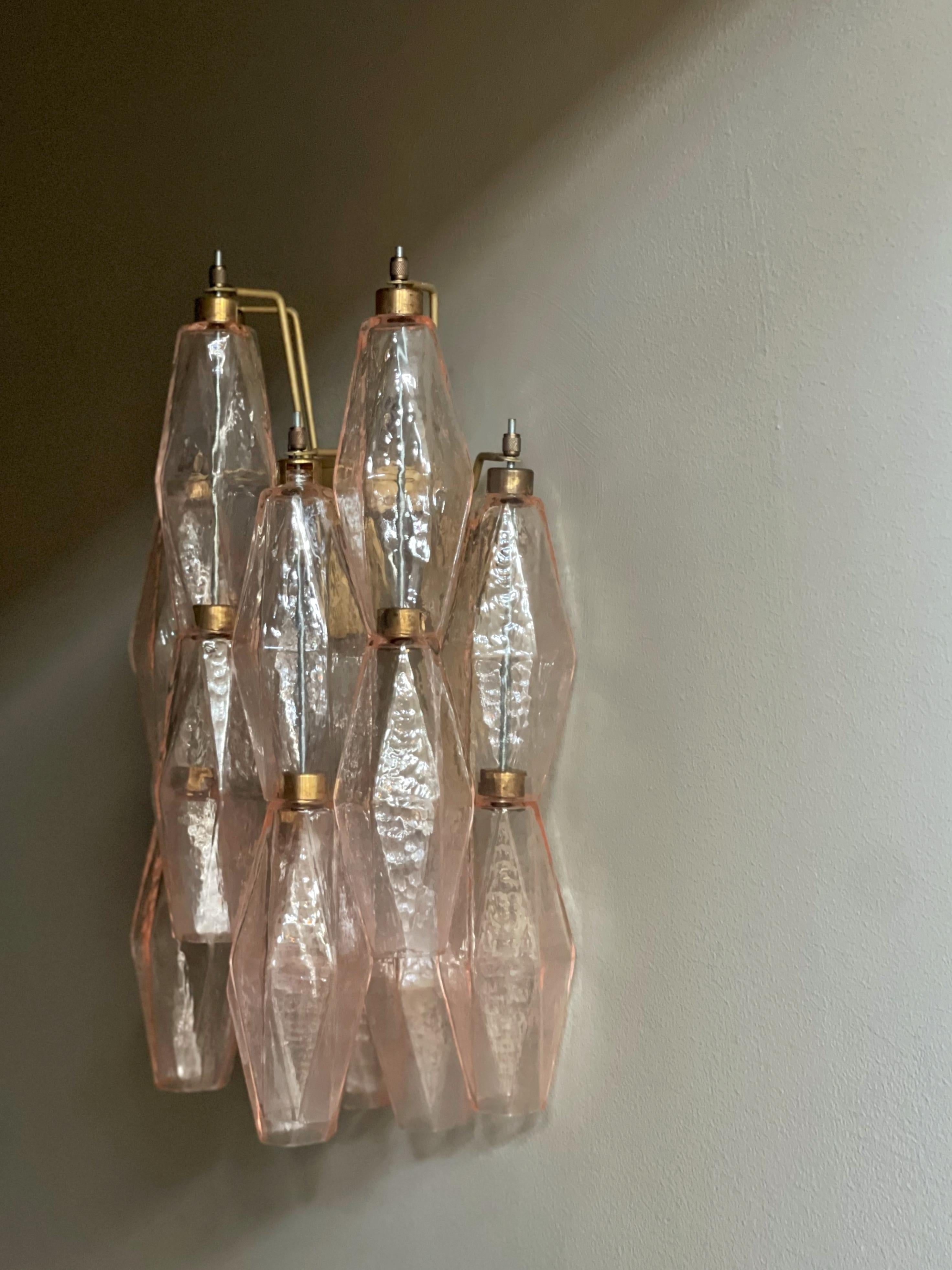 Mid-Century Modern Set of 4 Pink Murano Corridor Wall Sconces For Sale