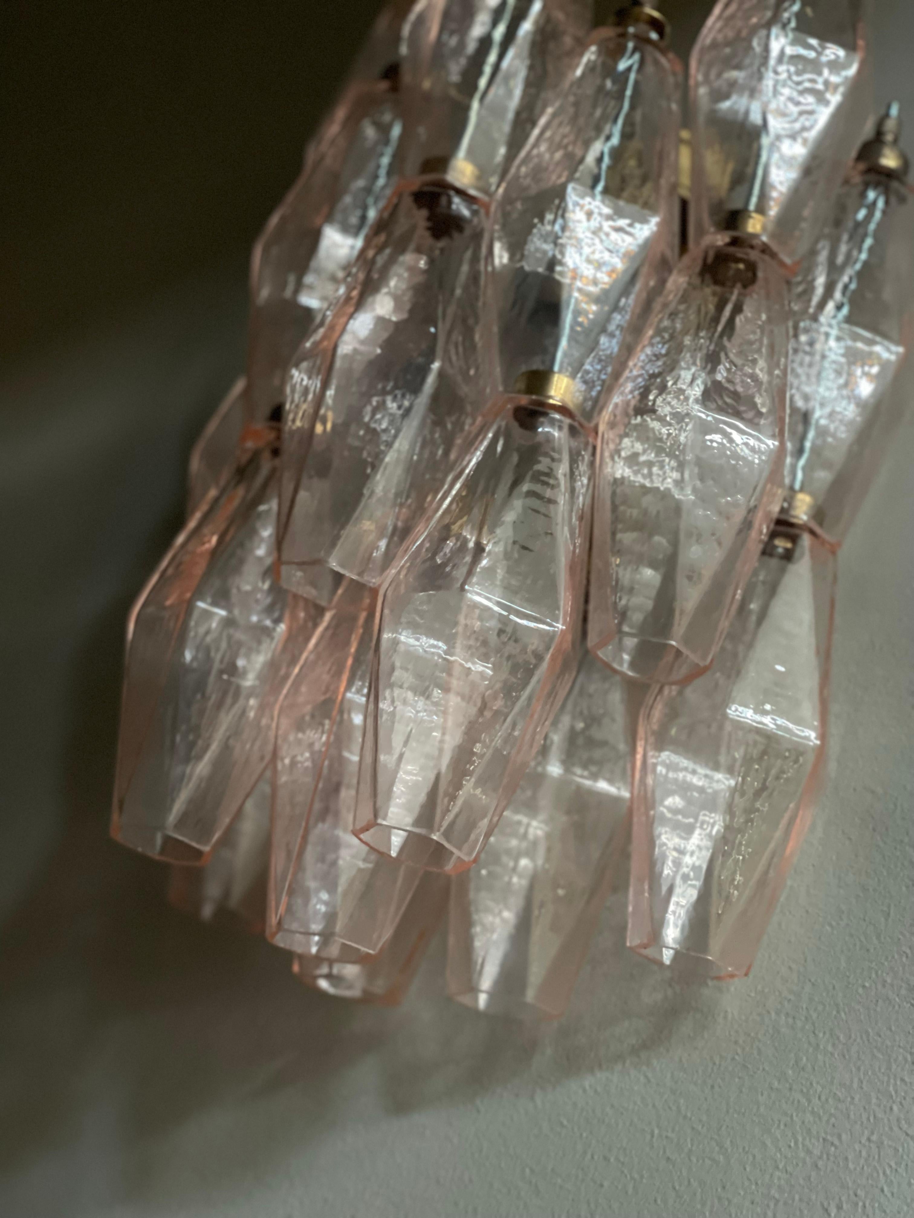 Italian Set of 4 Pink Murano Corridor Wall Sconces For Sale