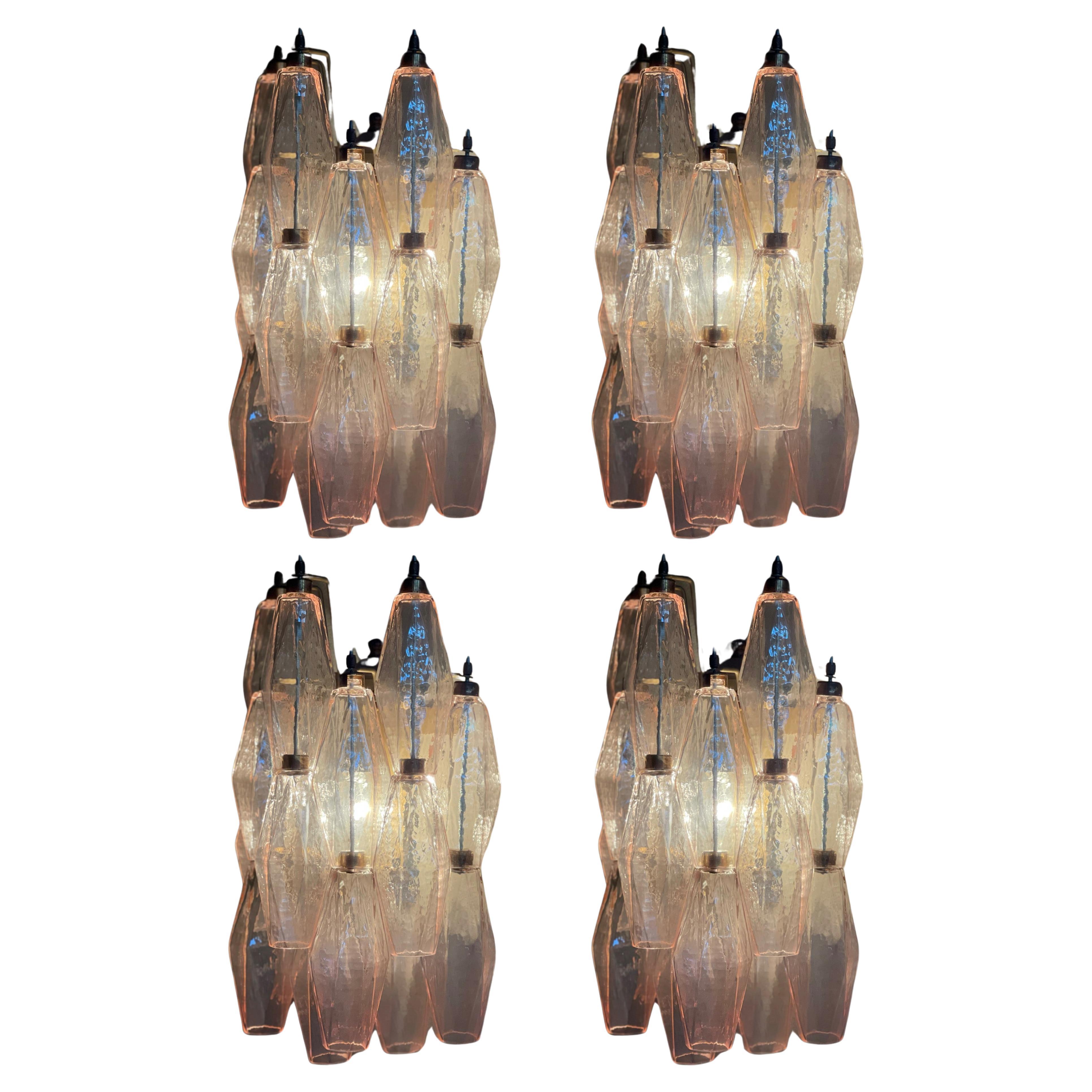 Set of 4 Pink Murano Corridor Wall Sconces For Sale