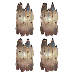 Set of 4 Pink Murano Corridor Wall Sconces