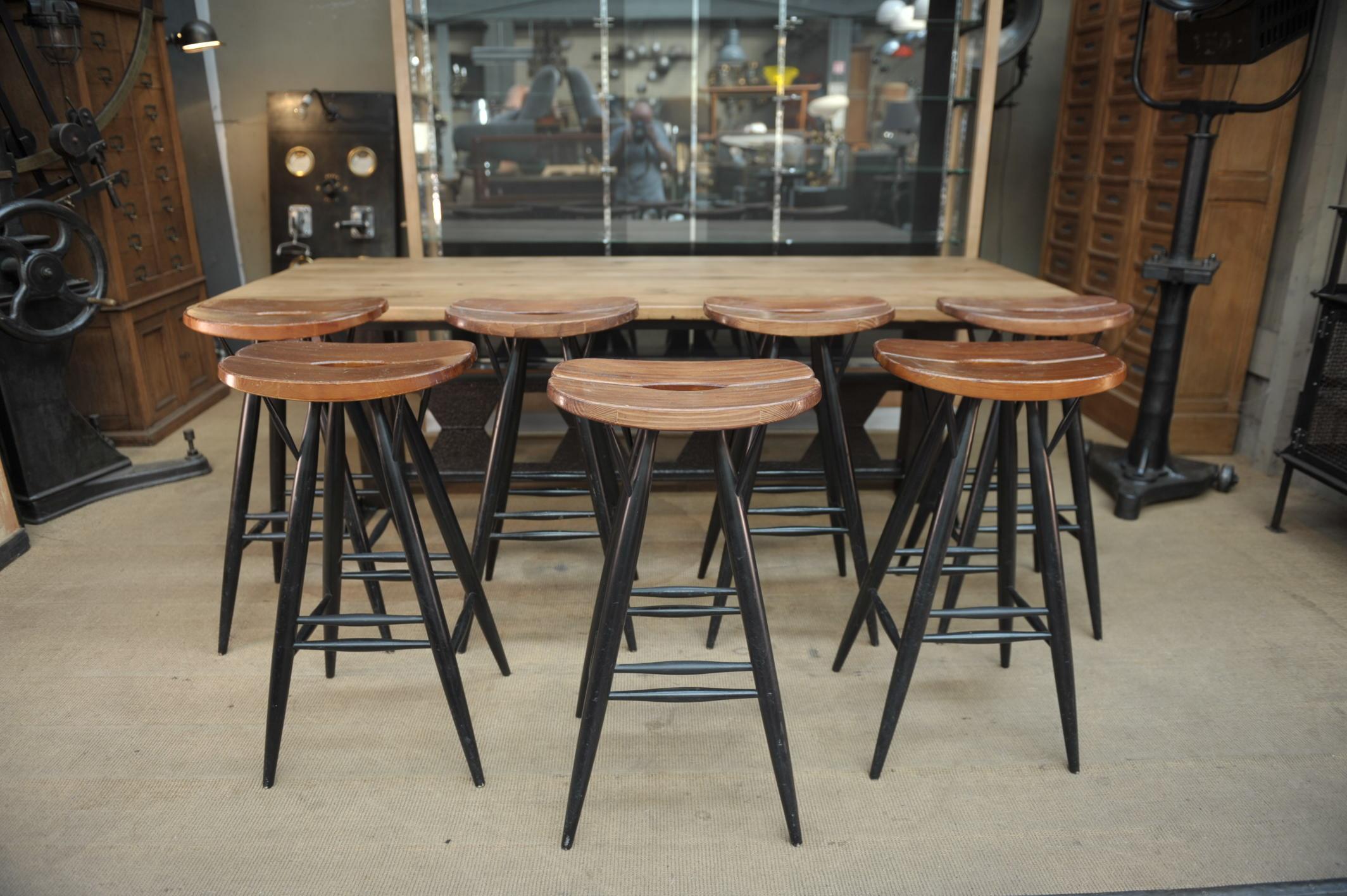 Set of 4 Pirkka Bar Stool by Ilmari Tapiovaara For Sale 4