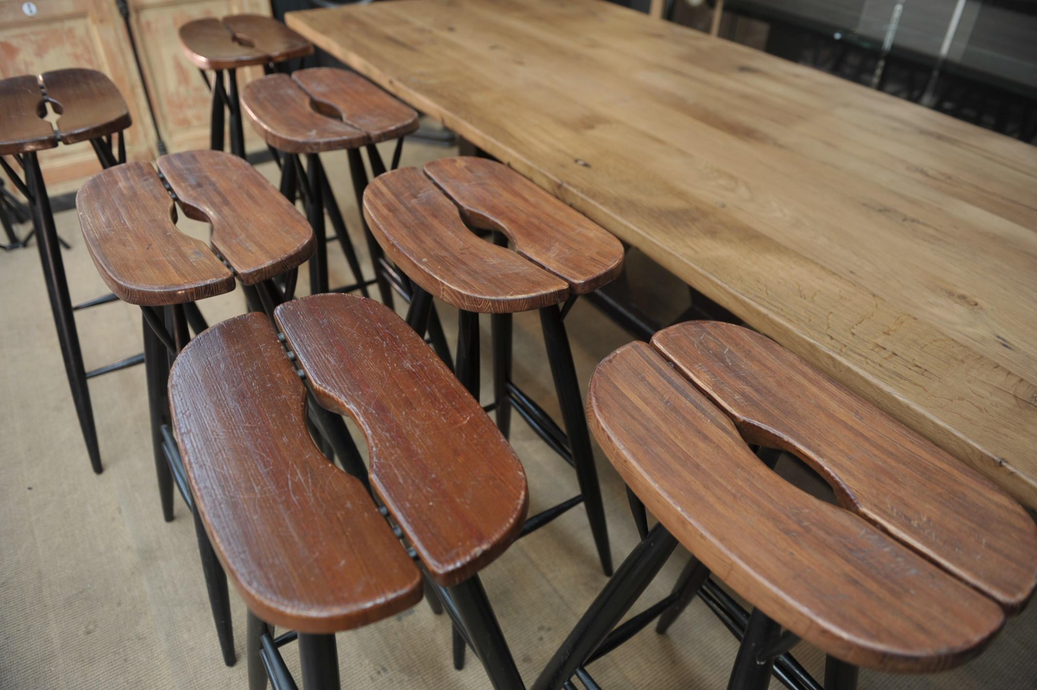 Late 20th Century Set of 4 Pirkka Bar Stool by Ilmari Tapiovaara For Sale