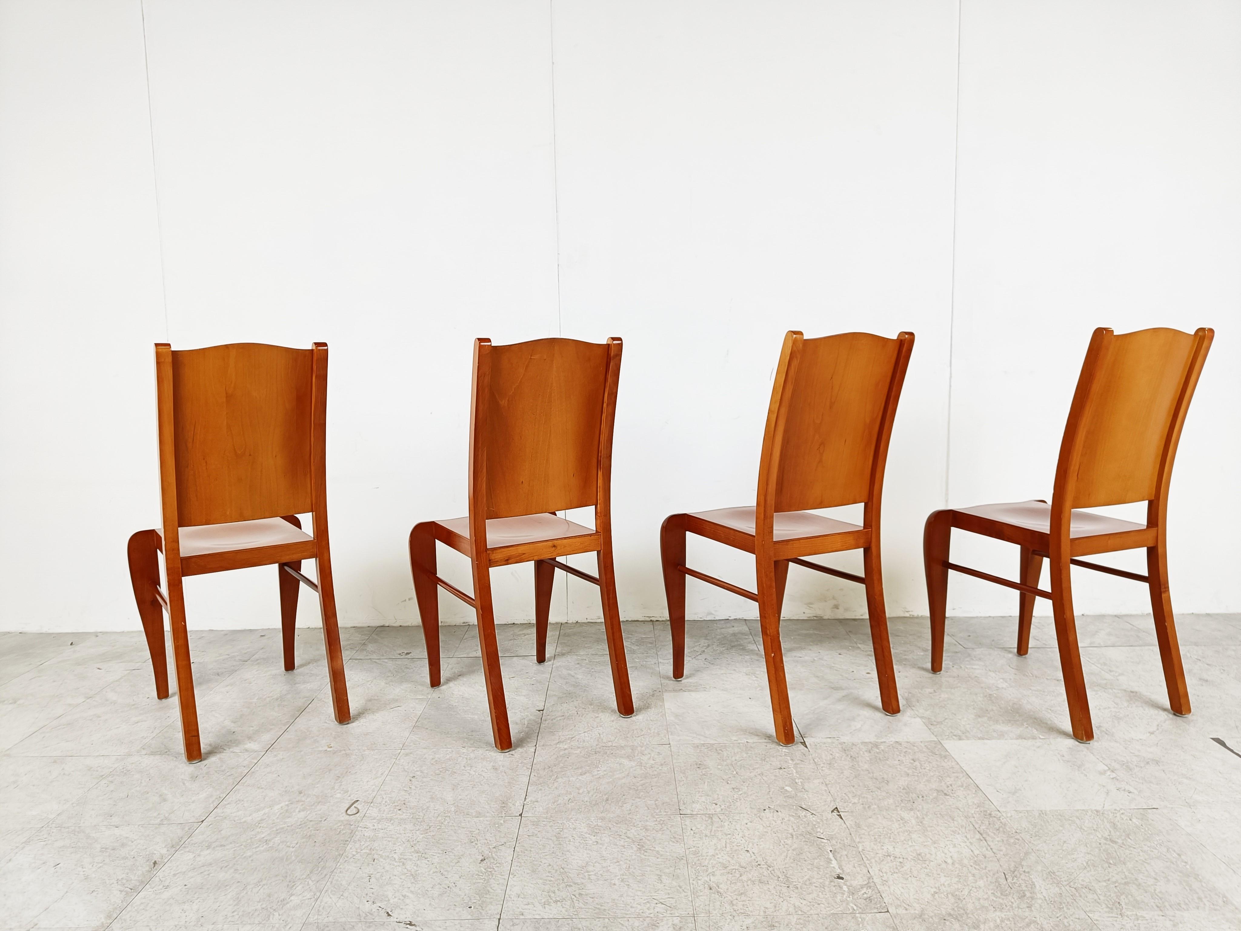 Set of 4 Placide of Wood Dining Chairs by Philippe Starck, 1989 3
