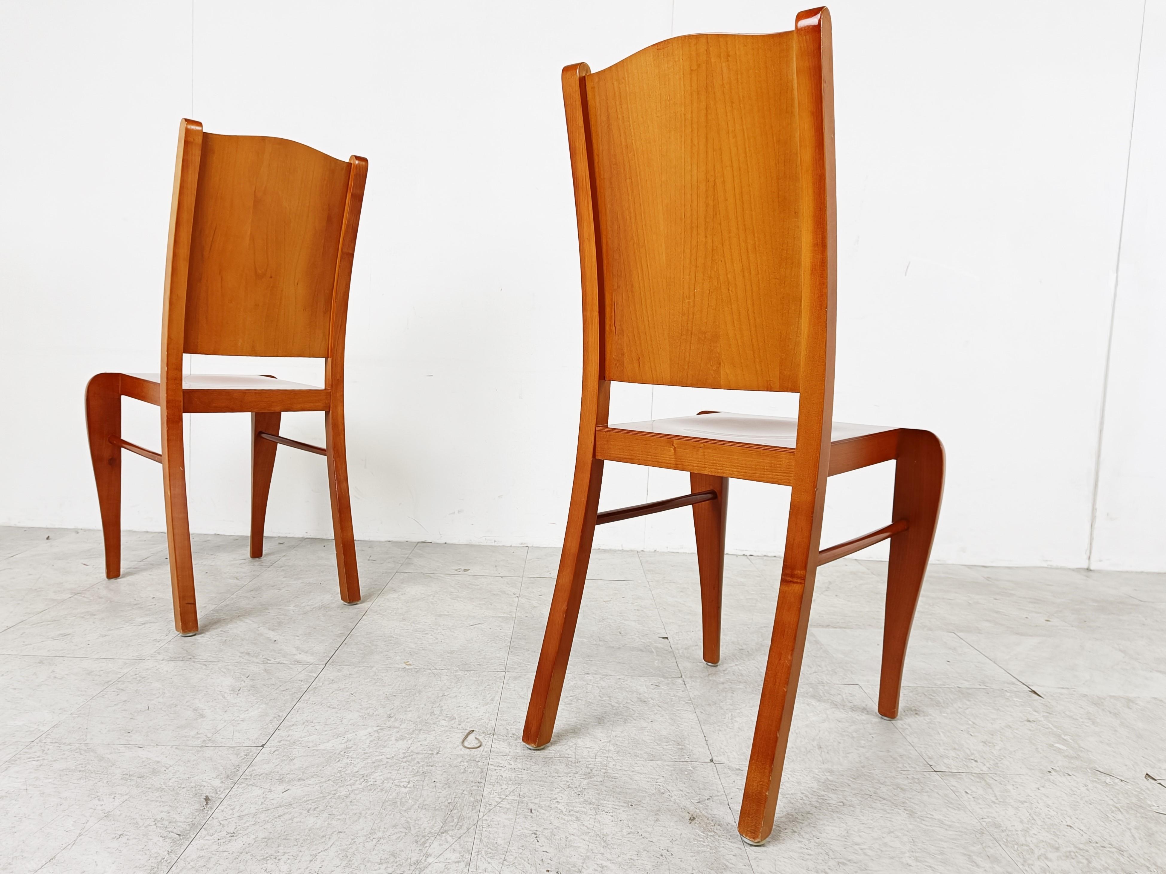 Set of 4 Placide of Wood Dining Chairs by Philippe Starck, 1989 6