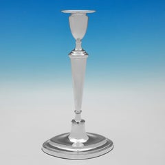 Set of 4 Plain Oval Antique Sterling Silver Candlesticks - Sheffield 1913