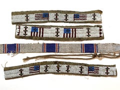 Set von 4 Plains Tribe American Flagge-Motiv Zeremoniellen-Perlenstreifen