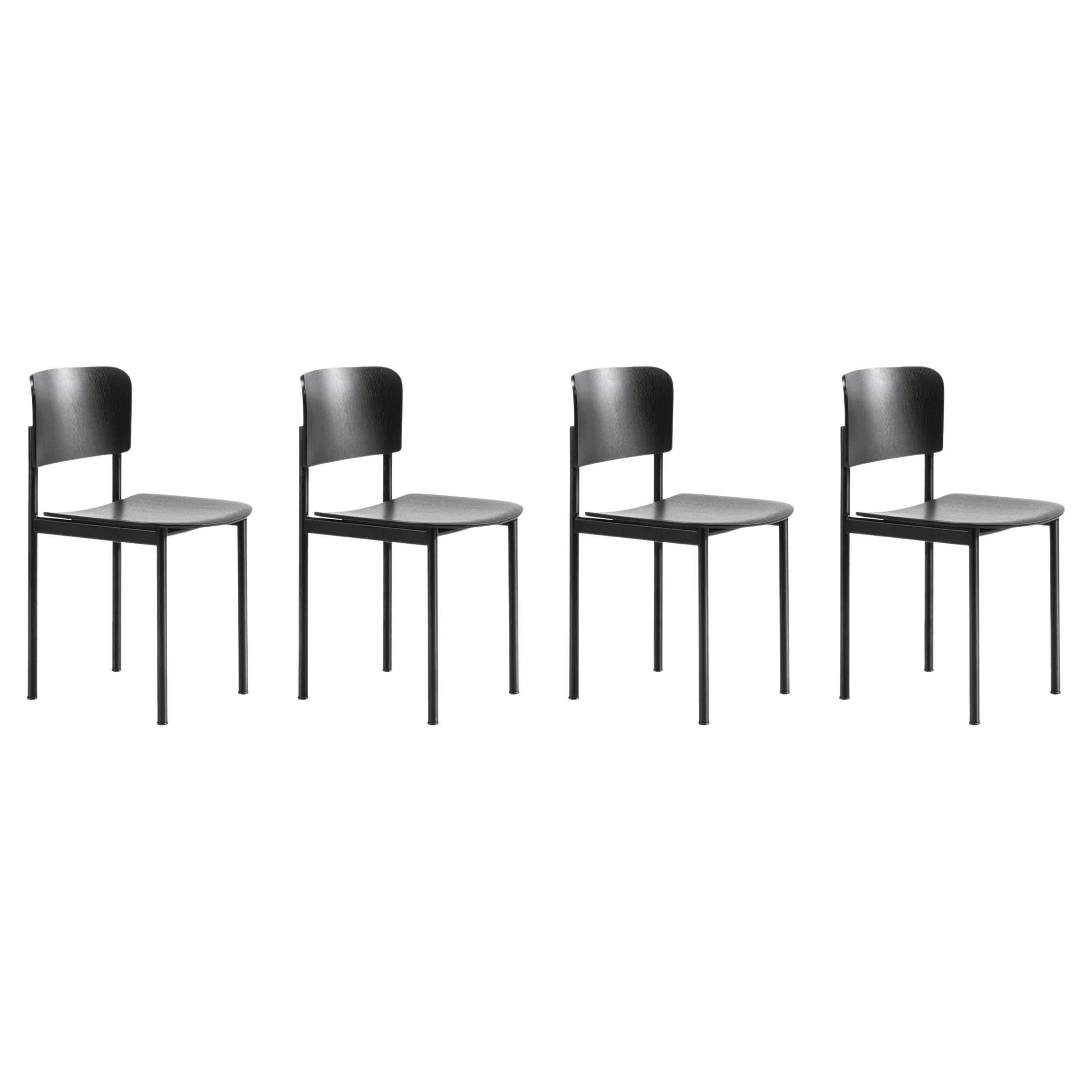 Set of 4 Plan Chairs, Black Ash /Black Steel, Edward Barber & Jay Osgerby