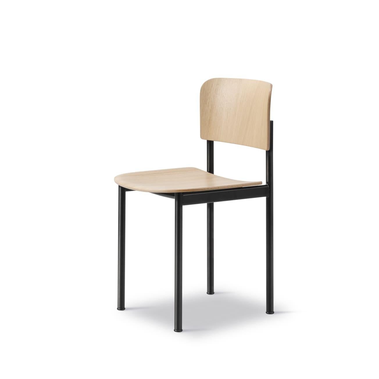 Scandinavian Modern Set of 4 Plan Chairs, Oak/Black Steel, Edward Barber & Jay Osgerby, Fredericia For Sale