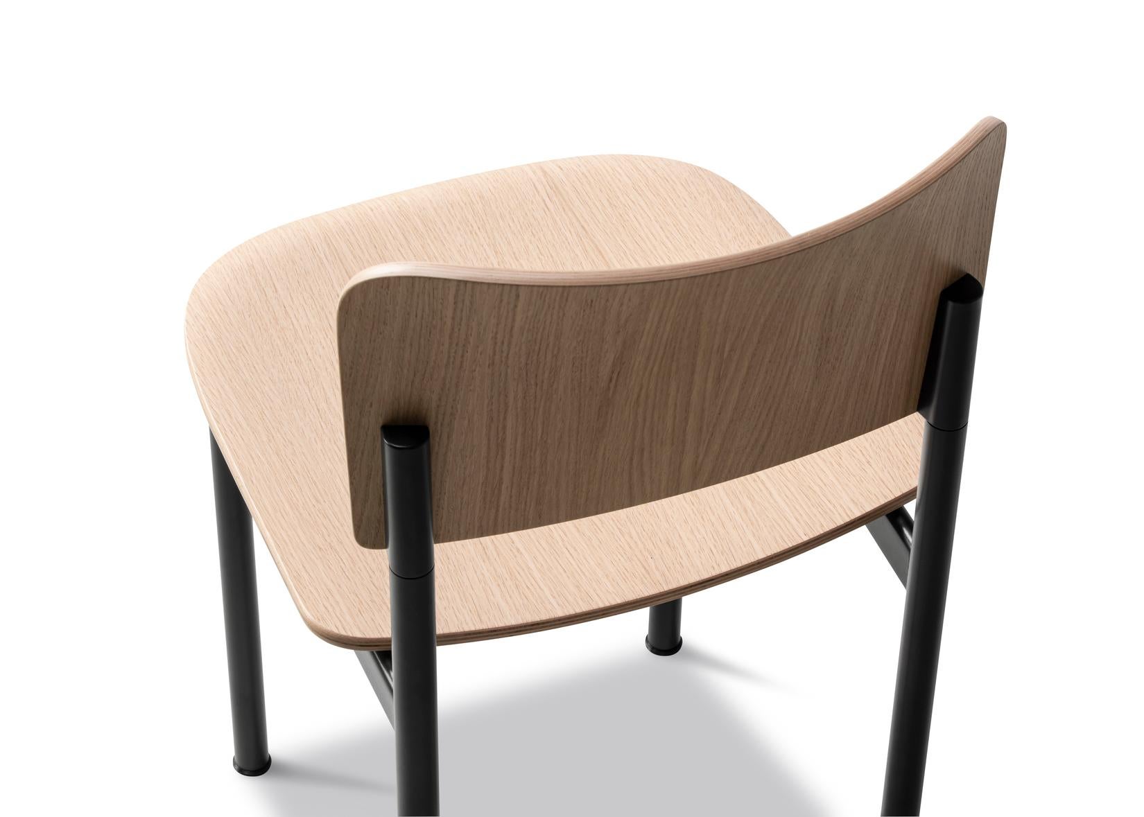 Lacquered Set of 4 Plan Chairs, Oak/Black Steel, Edward Barber & Jay Osgerby, Fredericia For Sale