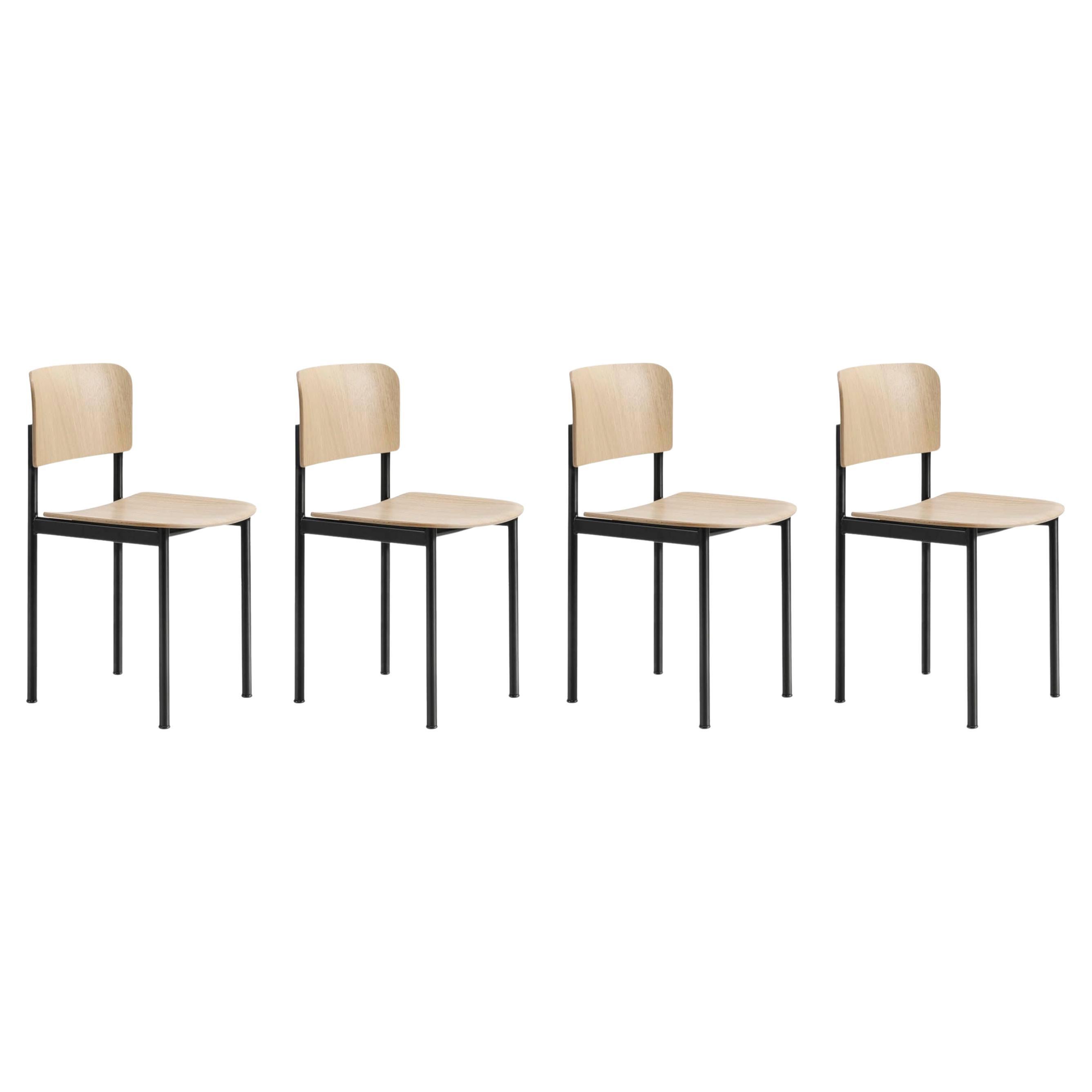 Set of 4 Plan Chairs, Oak/Black Steel, Edward Barber & Jay Osgerby, Fredericia