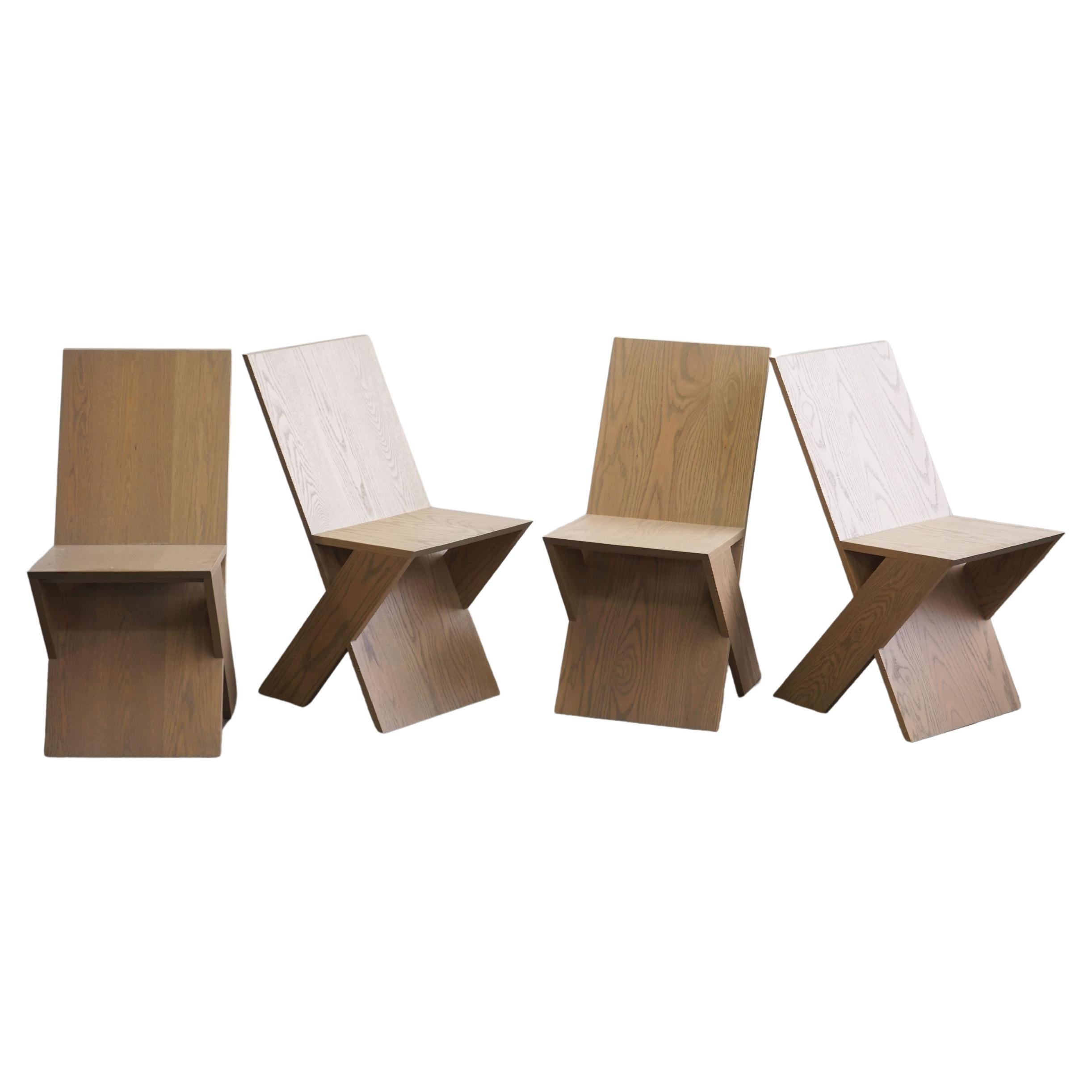 Set of 4 Plank chairs model P1201 by Michael Boyd in solid oak