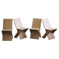 Set of 4 Plank chairs model P1201 by Michael Boyd in solid oak