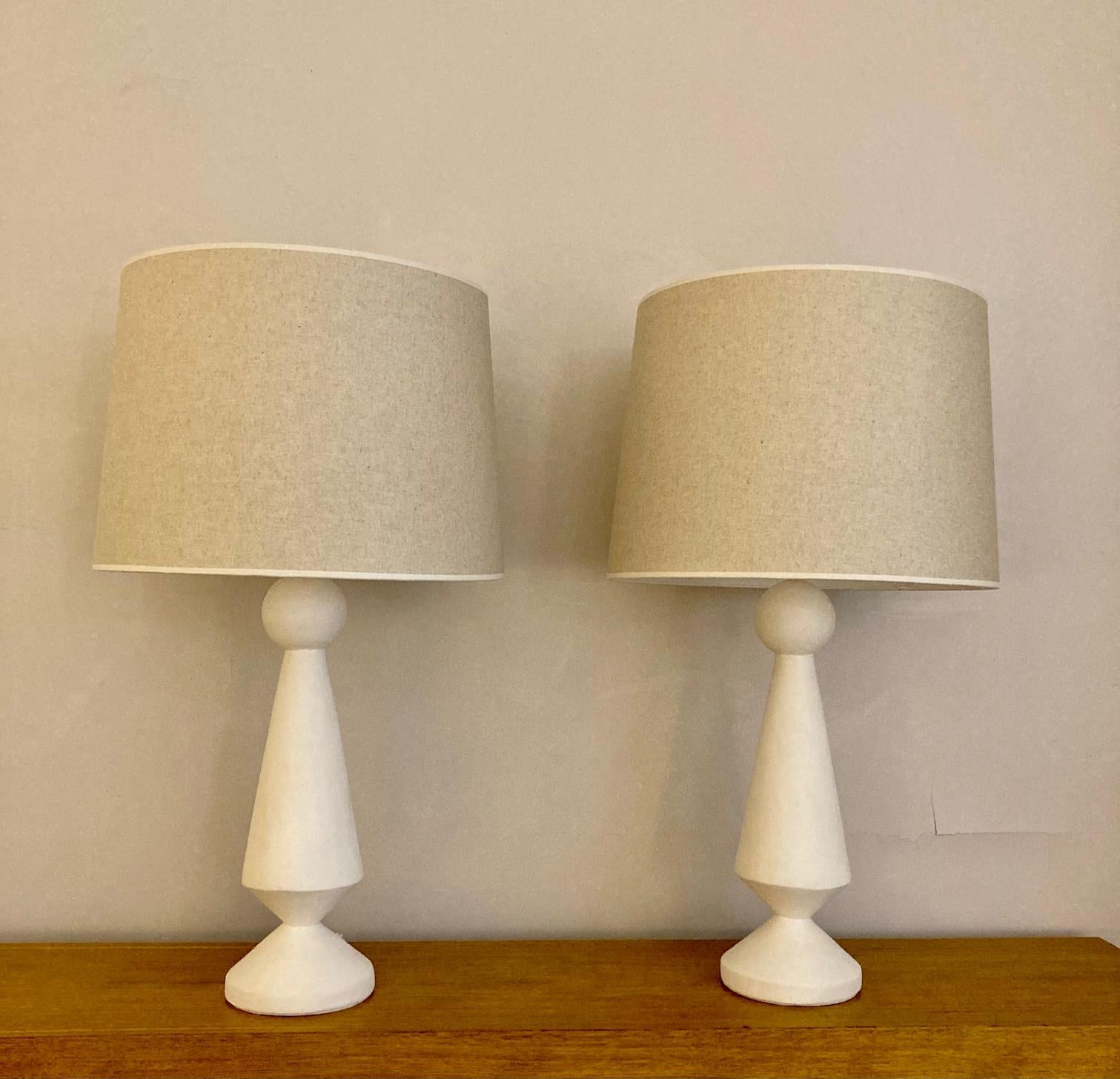 Set of 4 Plaster Lamps in the Taste of Jean-Michel Frank For Sale 4